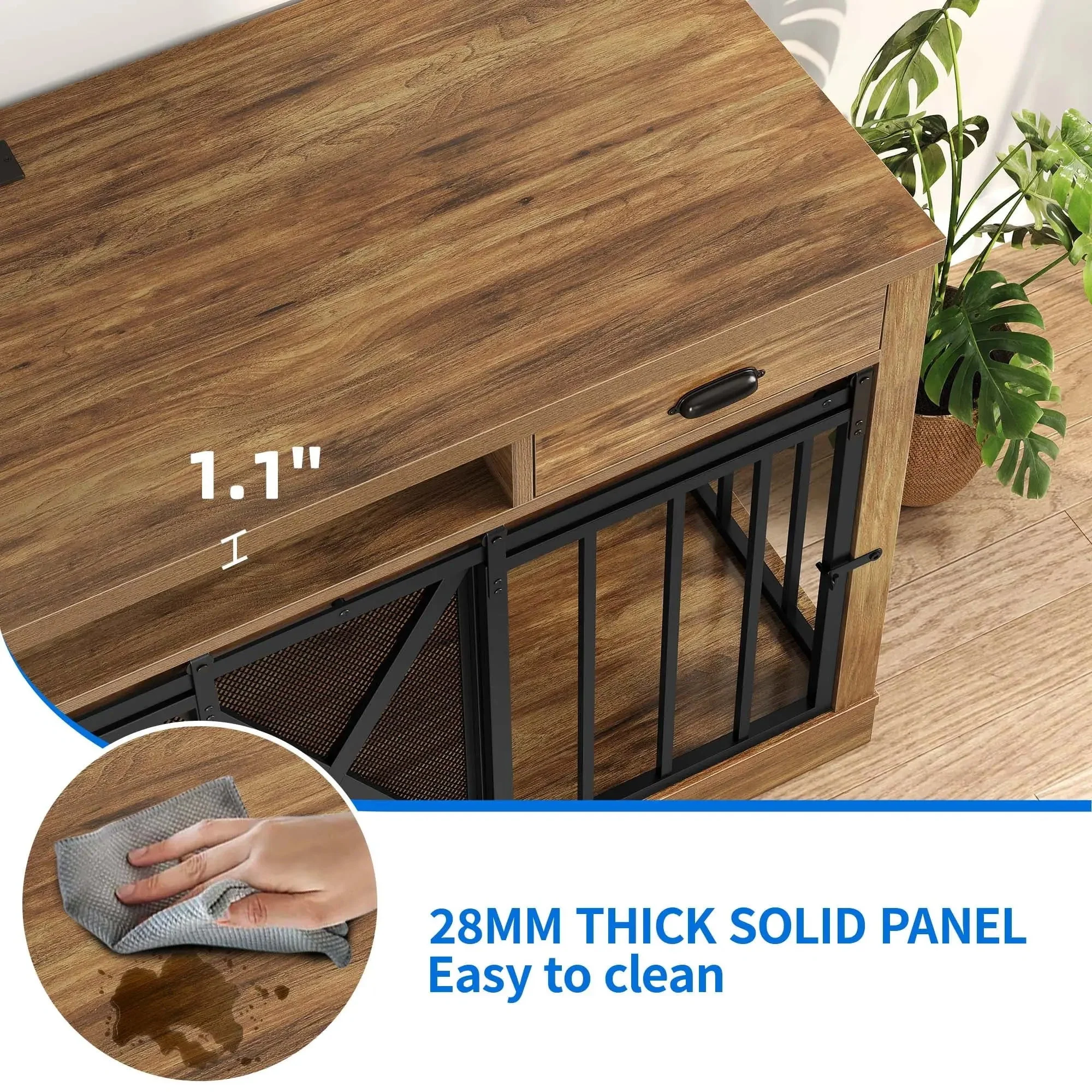 62.6" Enya Double Dog Crate Furniture For 2 Dogs - Image 3