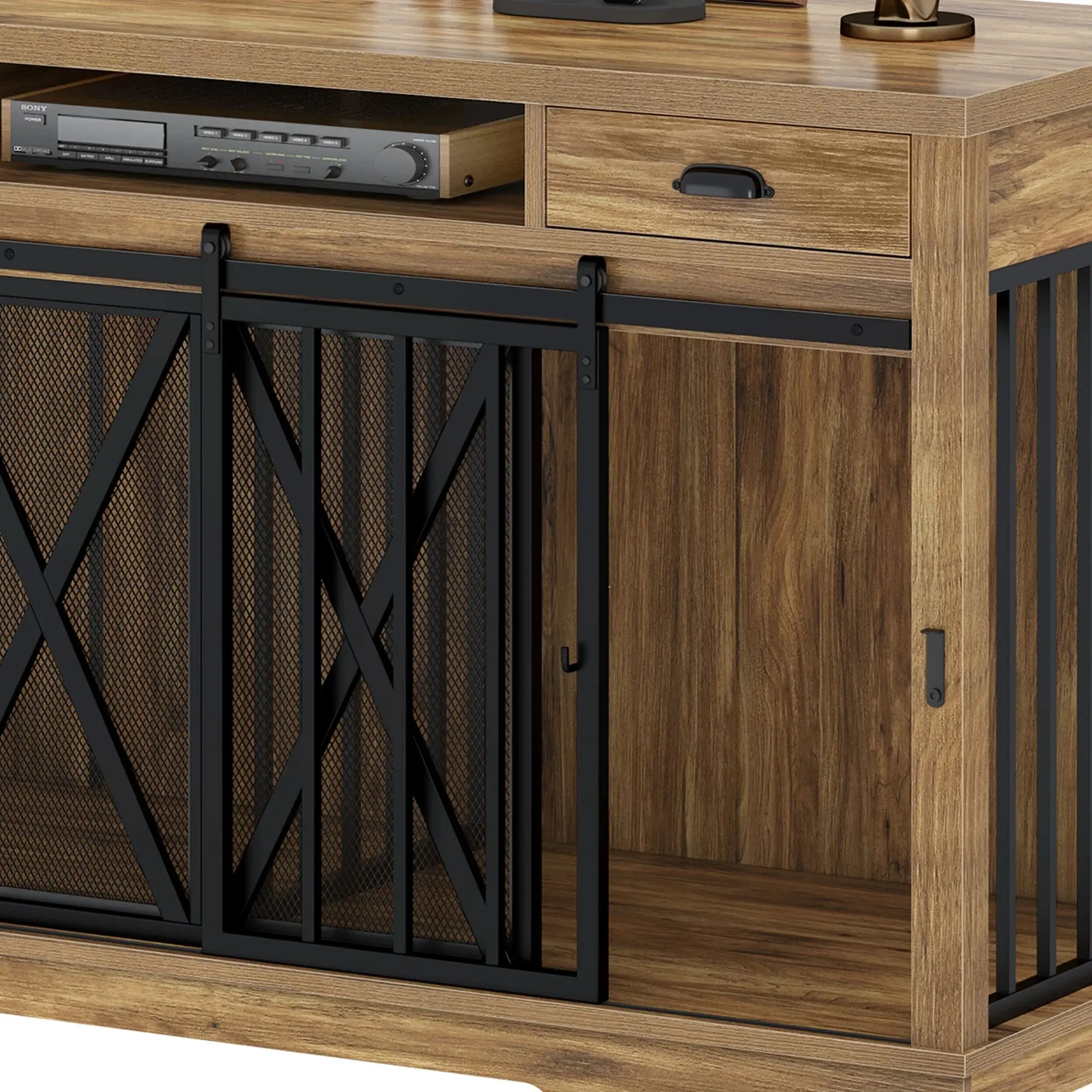62.6" Enya Double Dog Crate Furniture For 2 Dogs - Image 8