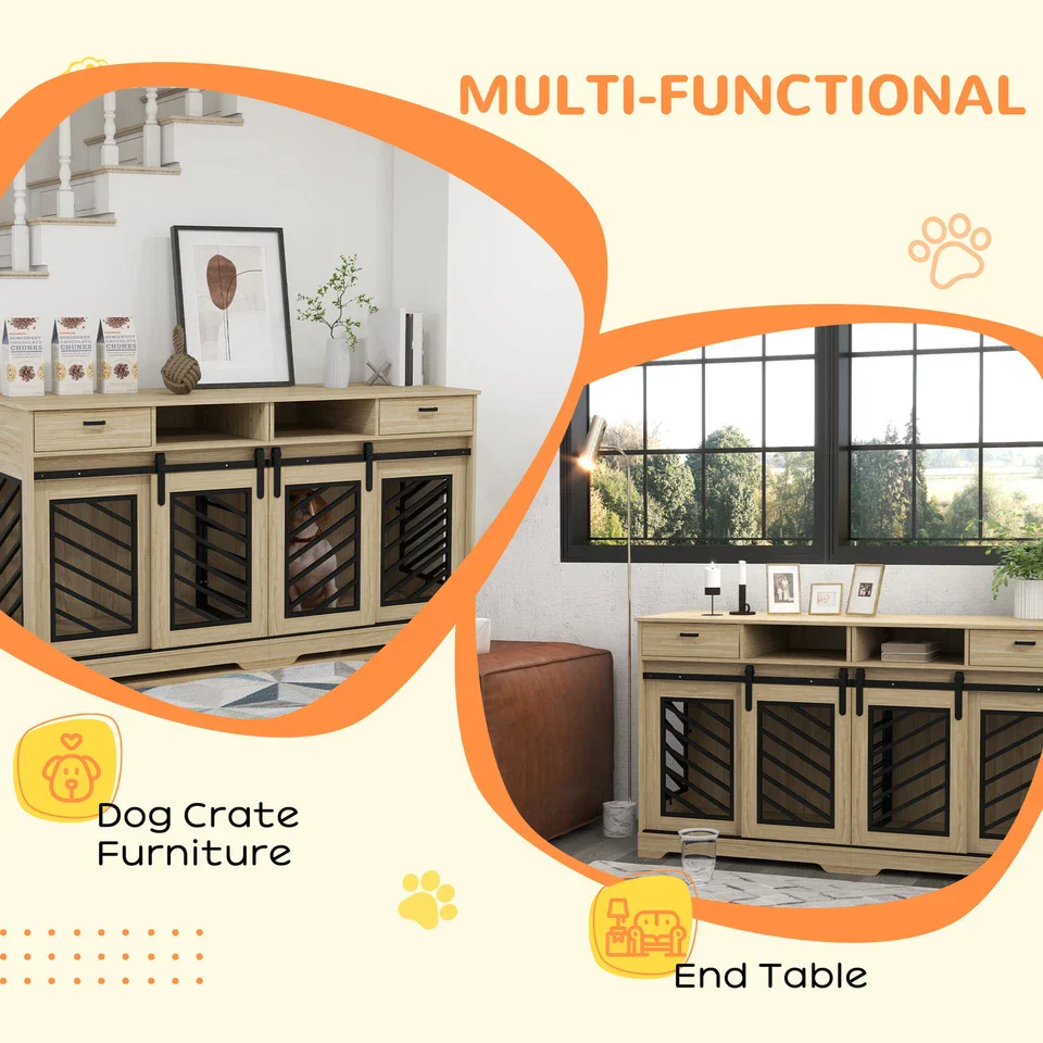66.1" Connor Double Dog Crate Furniture For 2 Dogs - Image 7