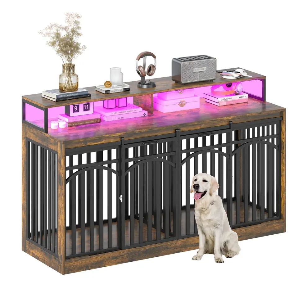 70.8" Donald Double Dog Crate Furniture For 2 Dogs - Image 2