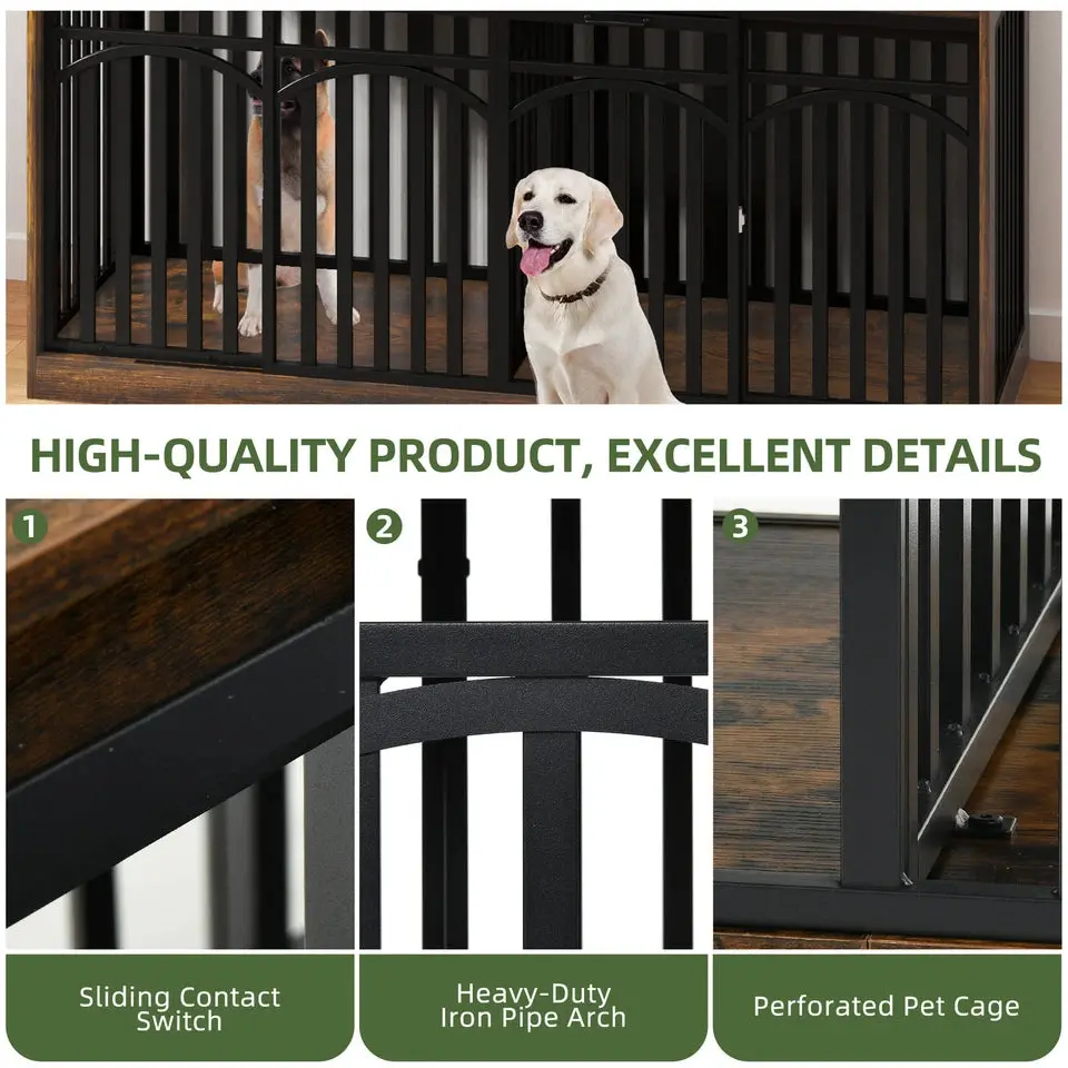 70.8" Donald Double Dog Crate Furniture For 2 Dogs - Image 5