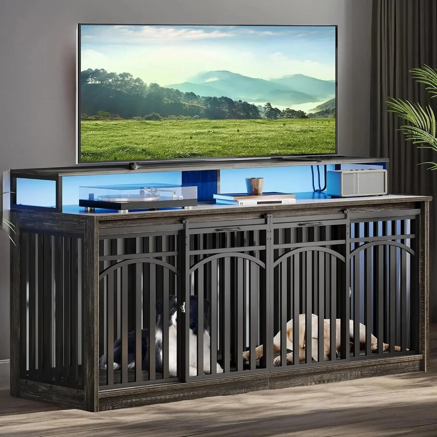 70.8" Donald Double Dog Crate Furniture For 2 Dogs - Image 9