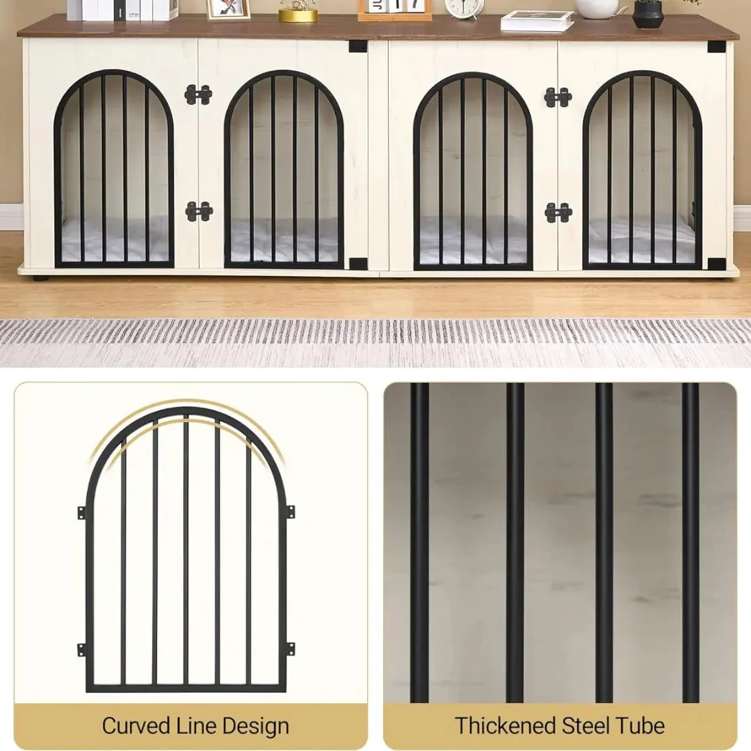70.9" Oskar Double Dog Crate Furniture For 2 Dogs - Image 4