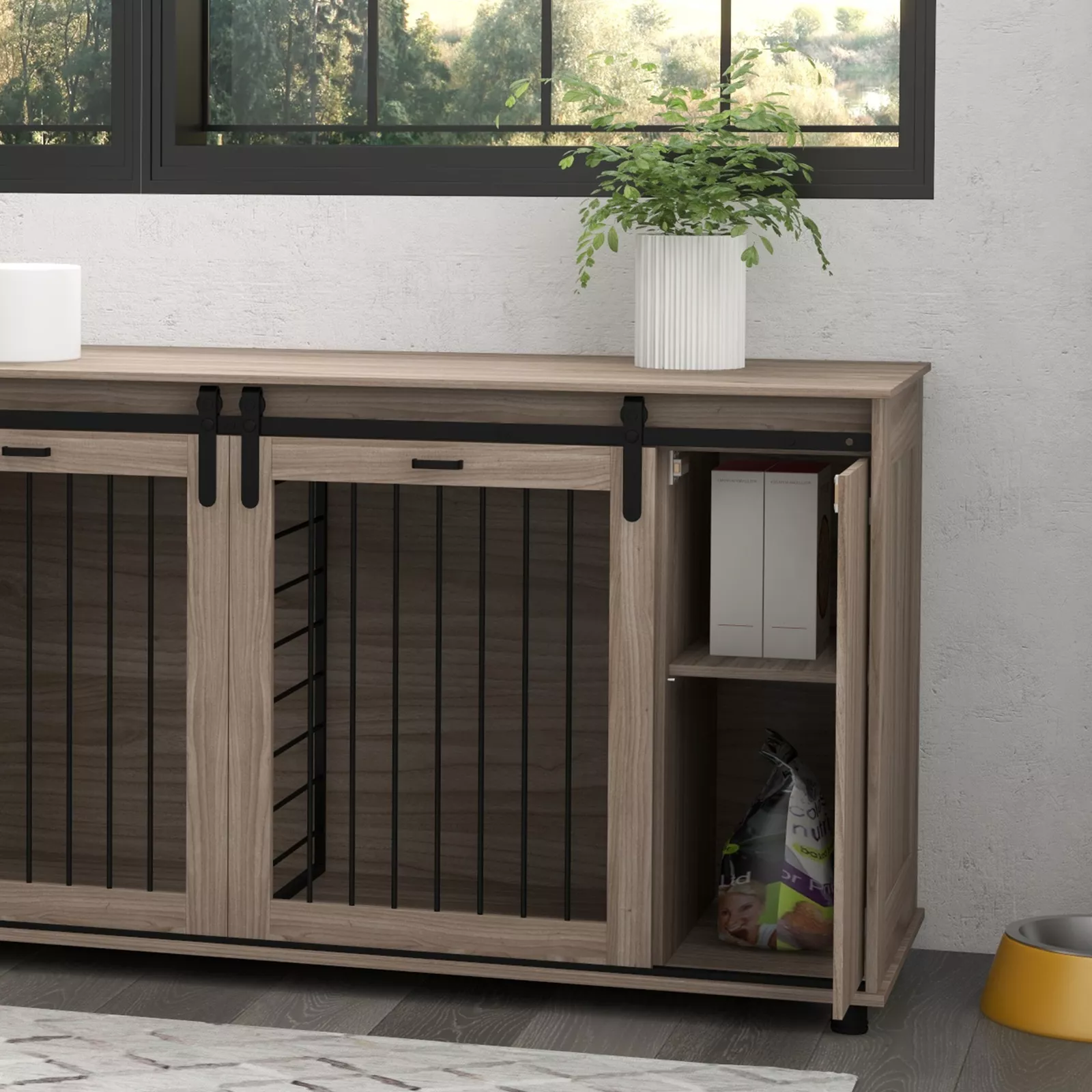 70.9" Shelby Double Dog Crate Furniture For 2 Dogs - Image 3