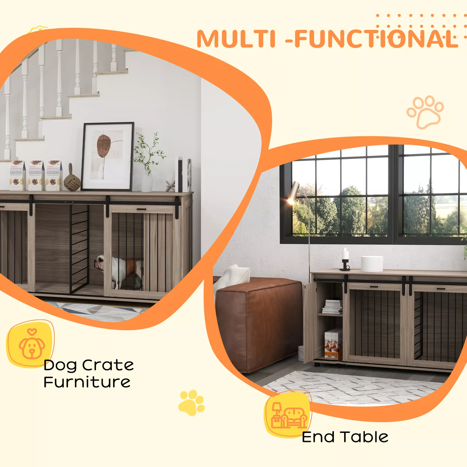 70.9" Shelby Double Dog Crate Furniture For 2 Dogs - Image 6