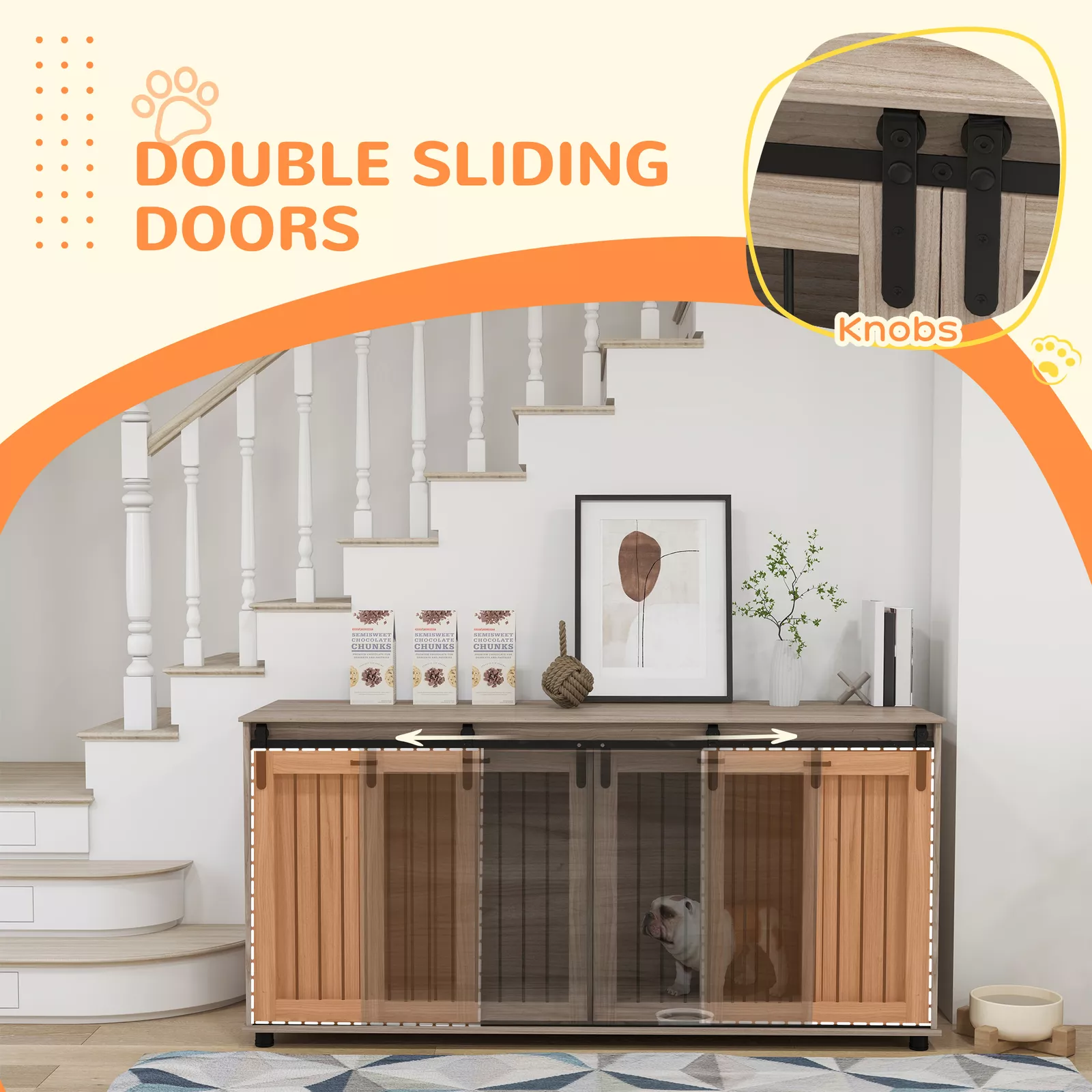 70.9" Shelby Double Dog Crate Furniture For 2 Dogs - Image 7