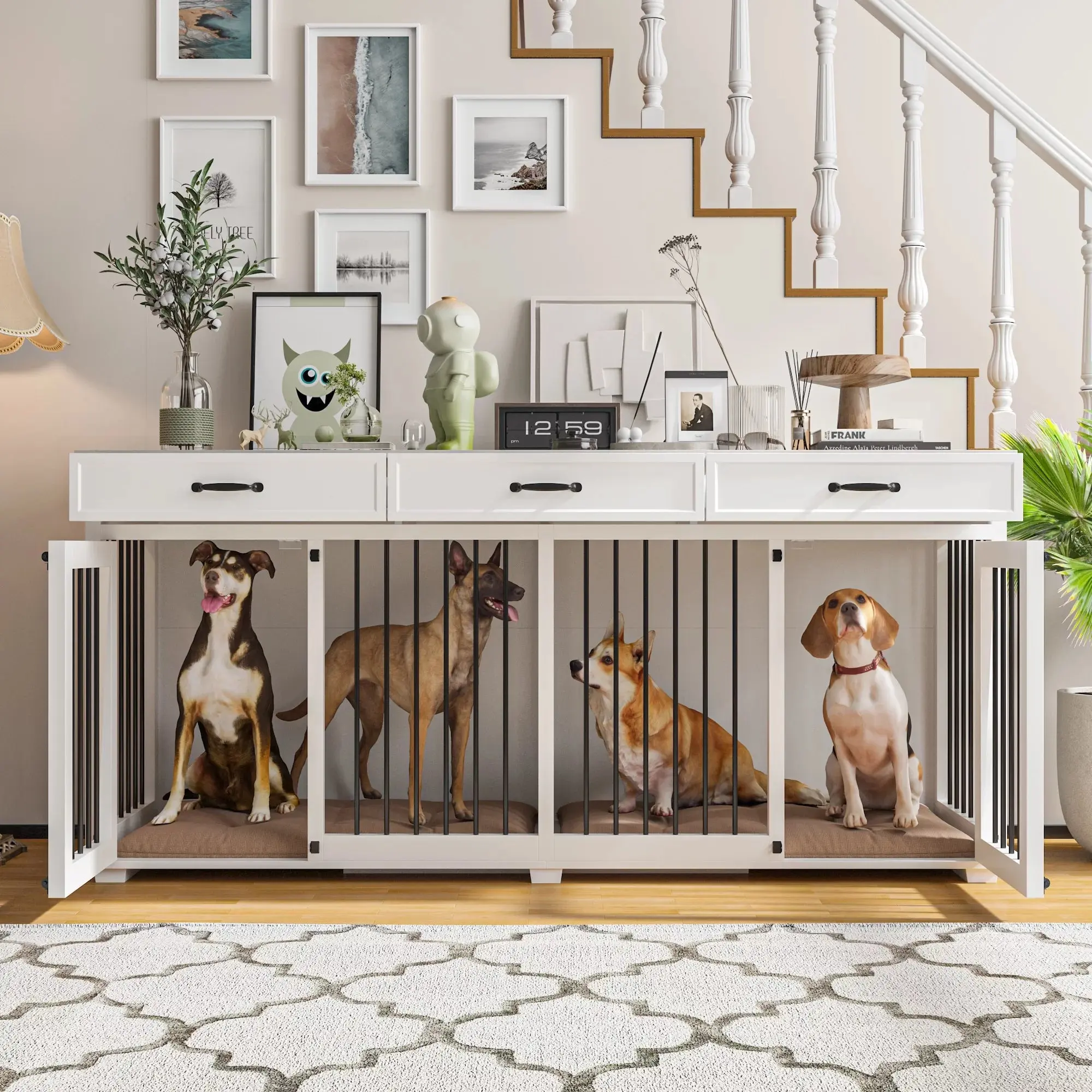 72.5" Mayer Double Dog Crate Furniture For 2 Dogs - Image 2