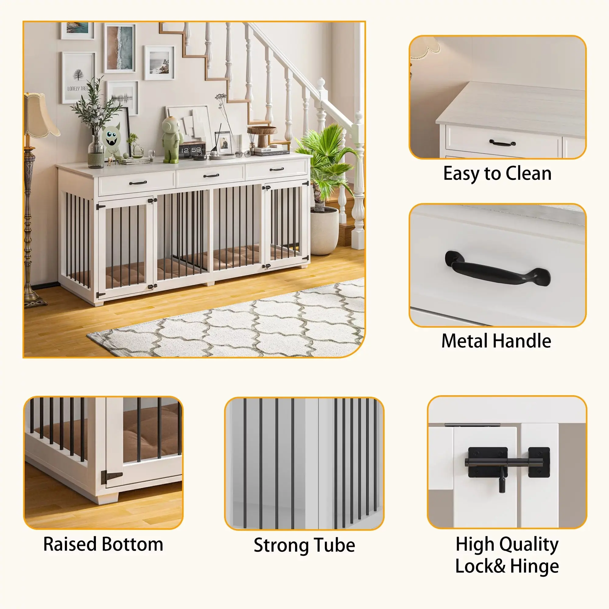 72.5" Mayer Double Dog Crate Furniture For 2 Dogs - Image 4