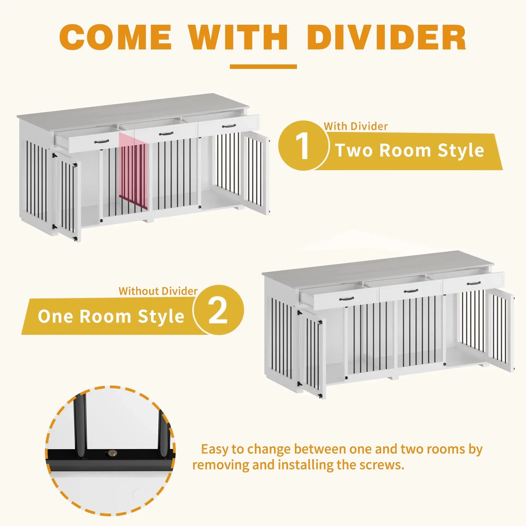 72.5" Mayer Double Dog Crate Furniture For 2 Dogs - Image 6