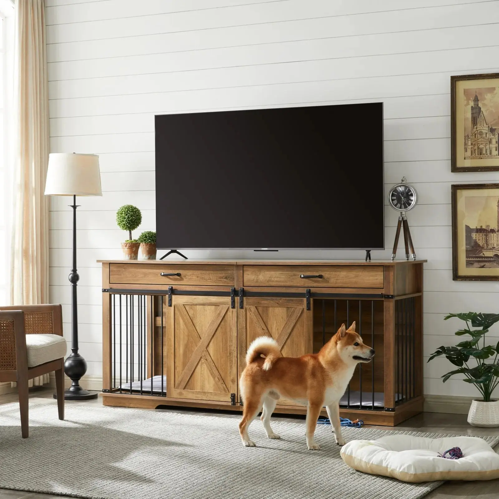 72.5" Walsh Double Dog Crate Furniture For 2 Dogs - Image 3