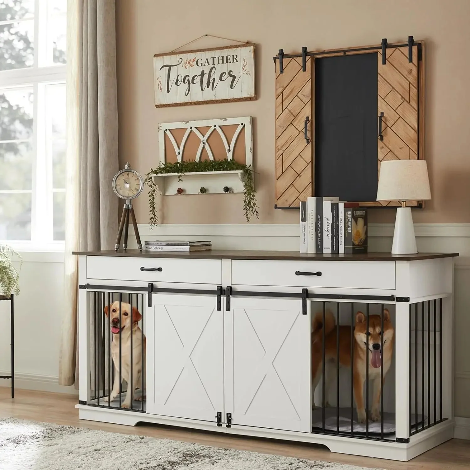 72.5" Walsh Double Dog Crate Furniture For 2 Dogs - Image 7