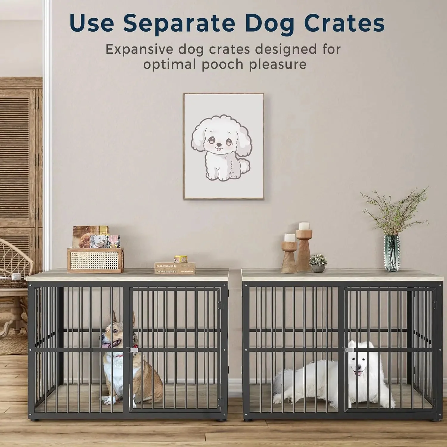 74.2" Lili Double Dog Crate Furniture For 2 Dogs - Image 3