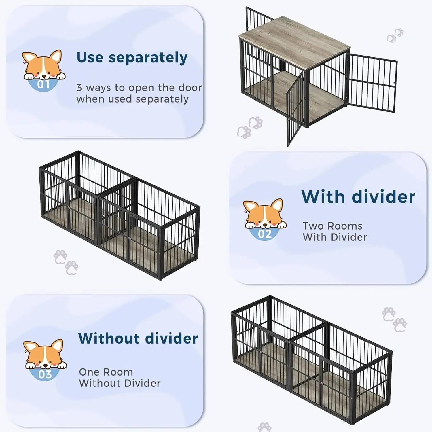 74.2" Lili Double Dog Crate Furniture For 2 Dogs - Image 6