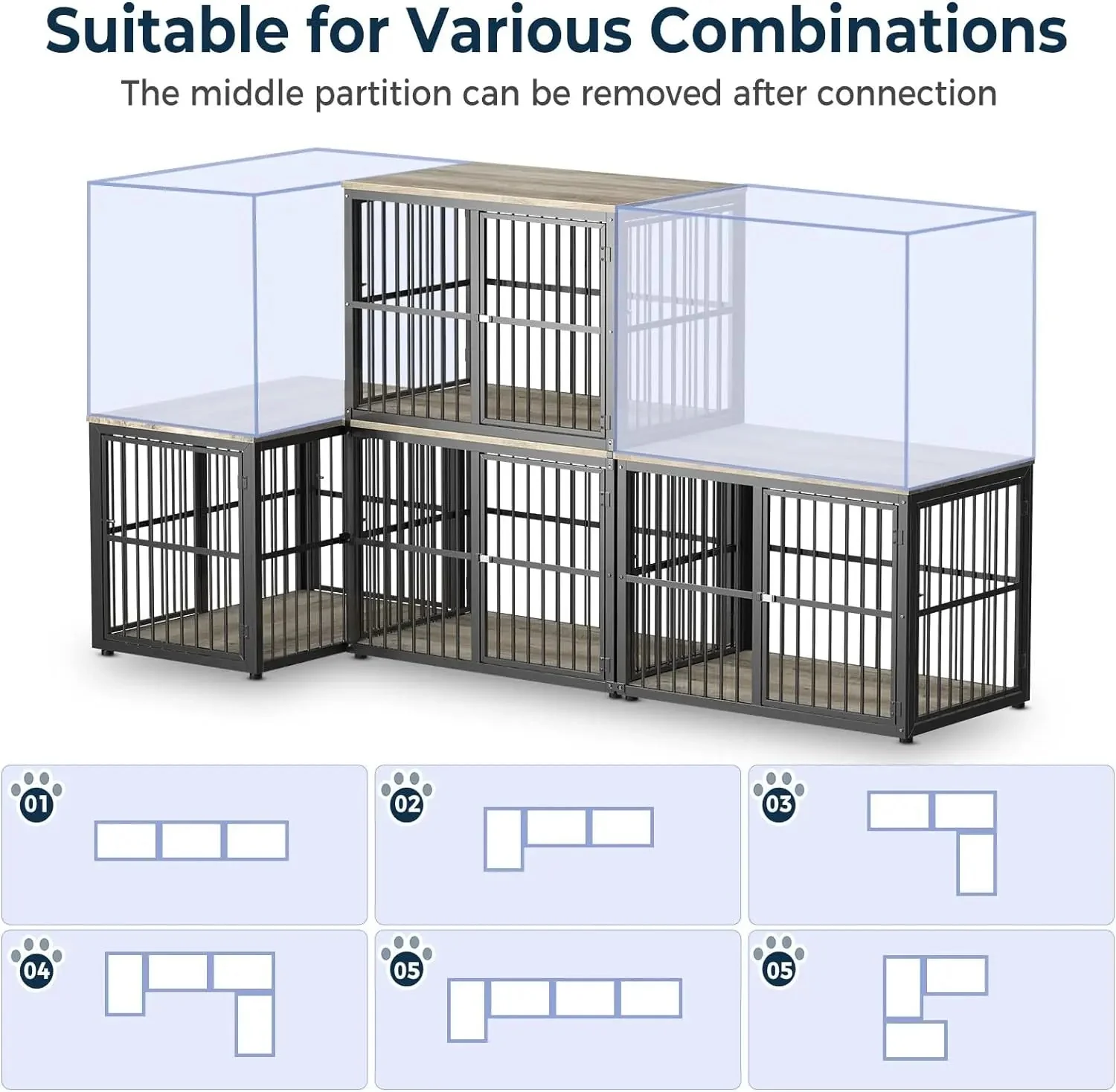 74.2" Lili Double Dog Crate Furniture For 2 Dogs - Image 7