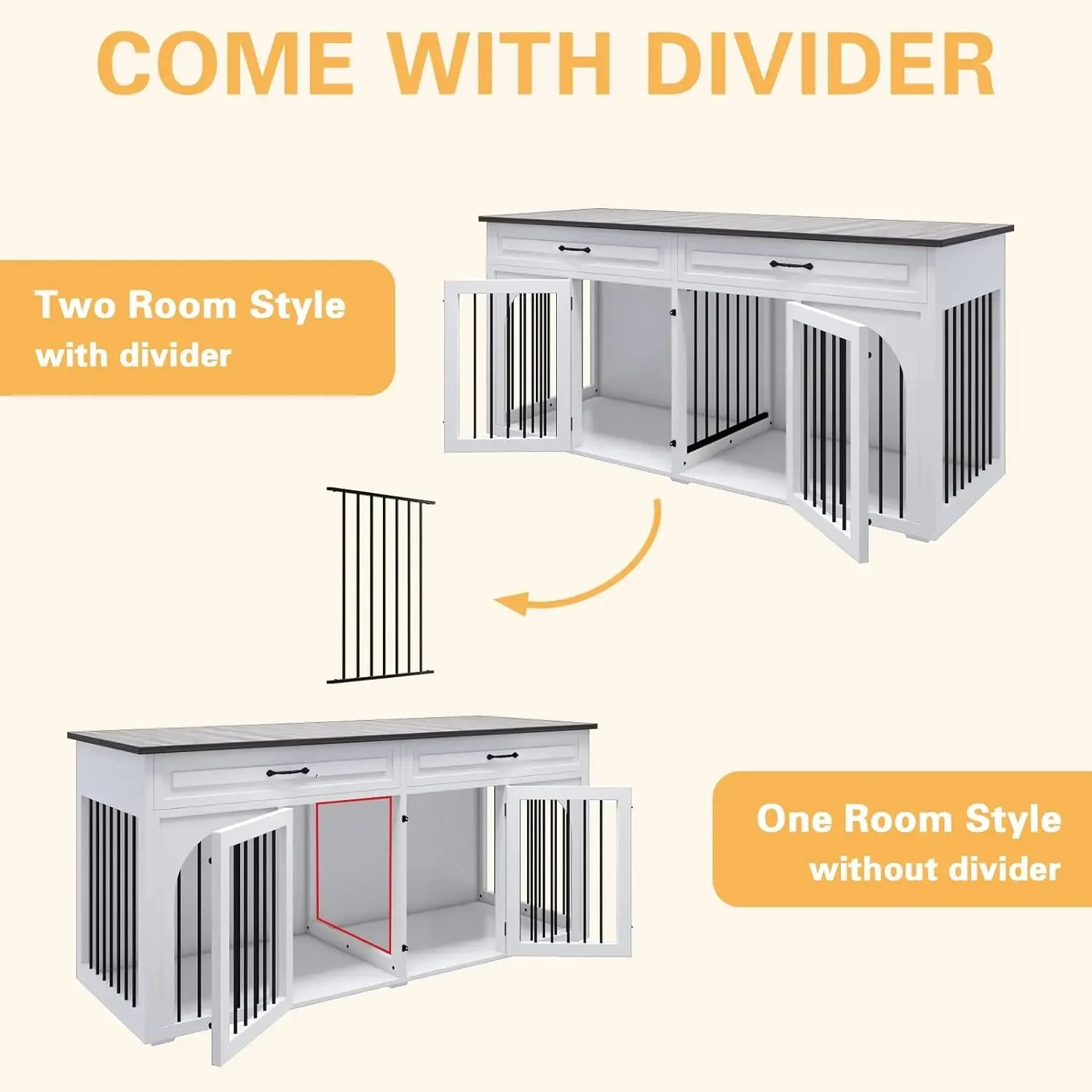 74.8" Norris Double Dog Crate Furniture For 2 Dogs - Image 6
