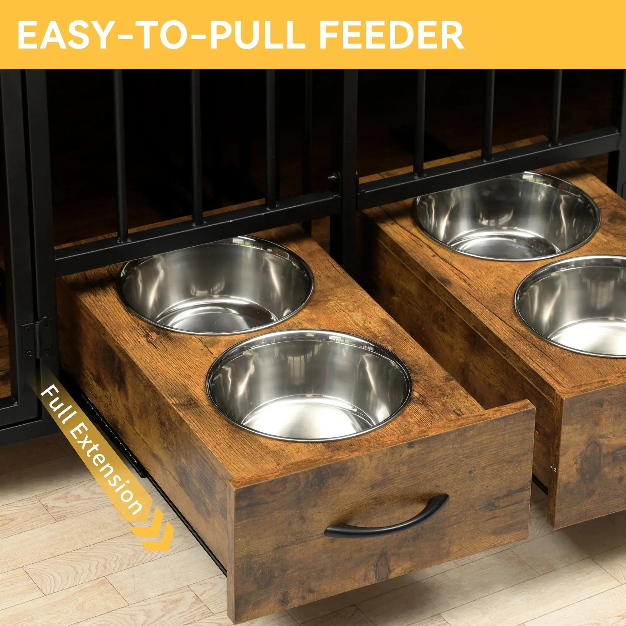 74.8" Oskar Double Dog Crate Furniture For 2 Dogs - Image 3