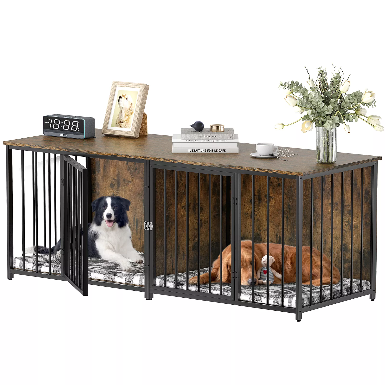 80.3" Marquez Double Dog Crate Furniture For 2 Dogs - Image 2