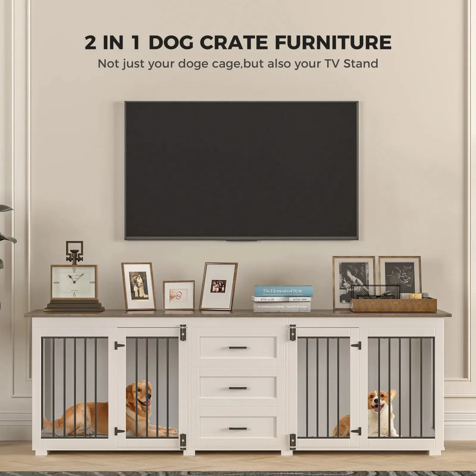 94.5" Holt Double Dog Crate Furniture For 2 Dogs - Image 2