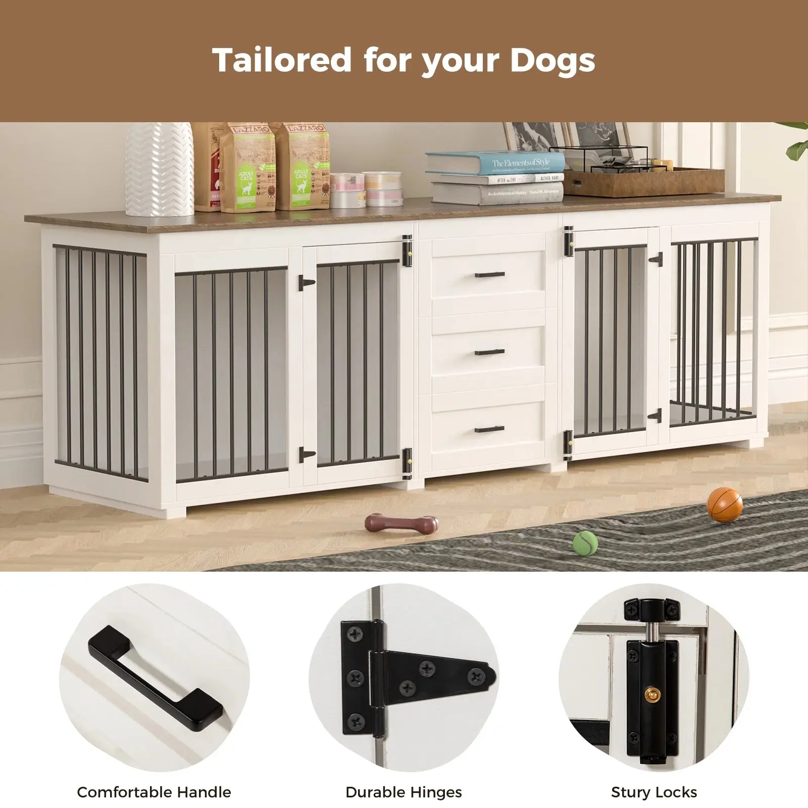 94.5" Holt Double Dog Crate Furniture For 2 Dogs - Image 3