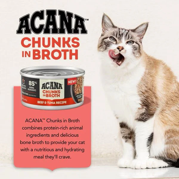 Acana Grain Free Chunks in Broth Beef & Tuna Wet Cat Food (3oz) - Image 4