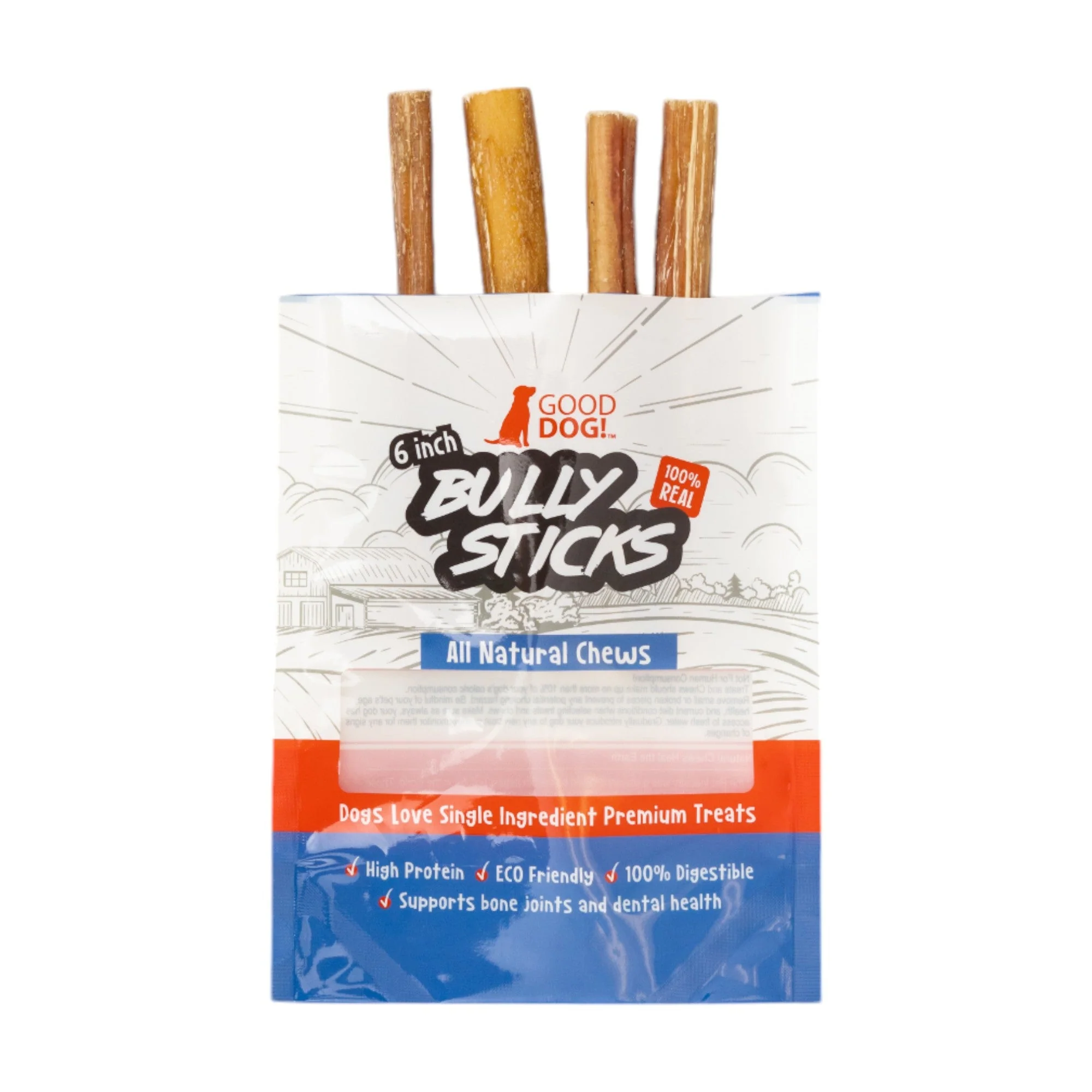 All-Natural Beef Bully Stick Dog Treats – Nutrient-Rich, and High-Protein – 6-Inch Standard (4-Pack) - Image 2