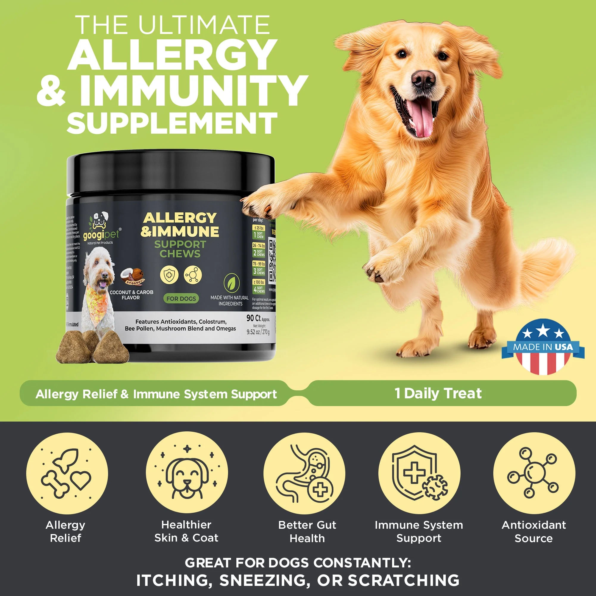 Allergy & Immune Support Chews for Dogs (Coconut & Carob Flavor) - Image 3