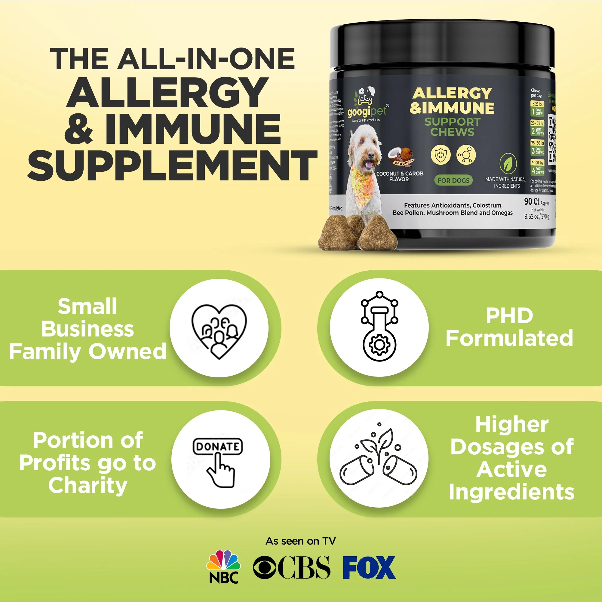 Allergy & Immune Support Chews for Dogs (Coconut & Carob Flavor) - Image 6