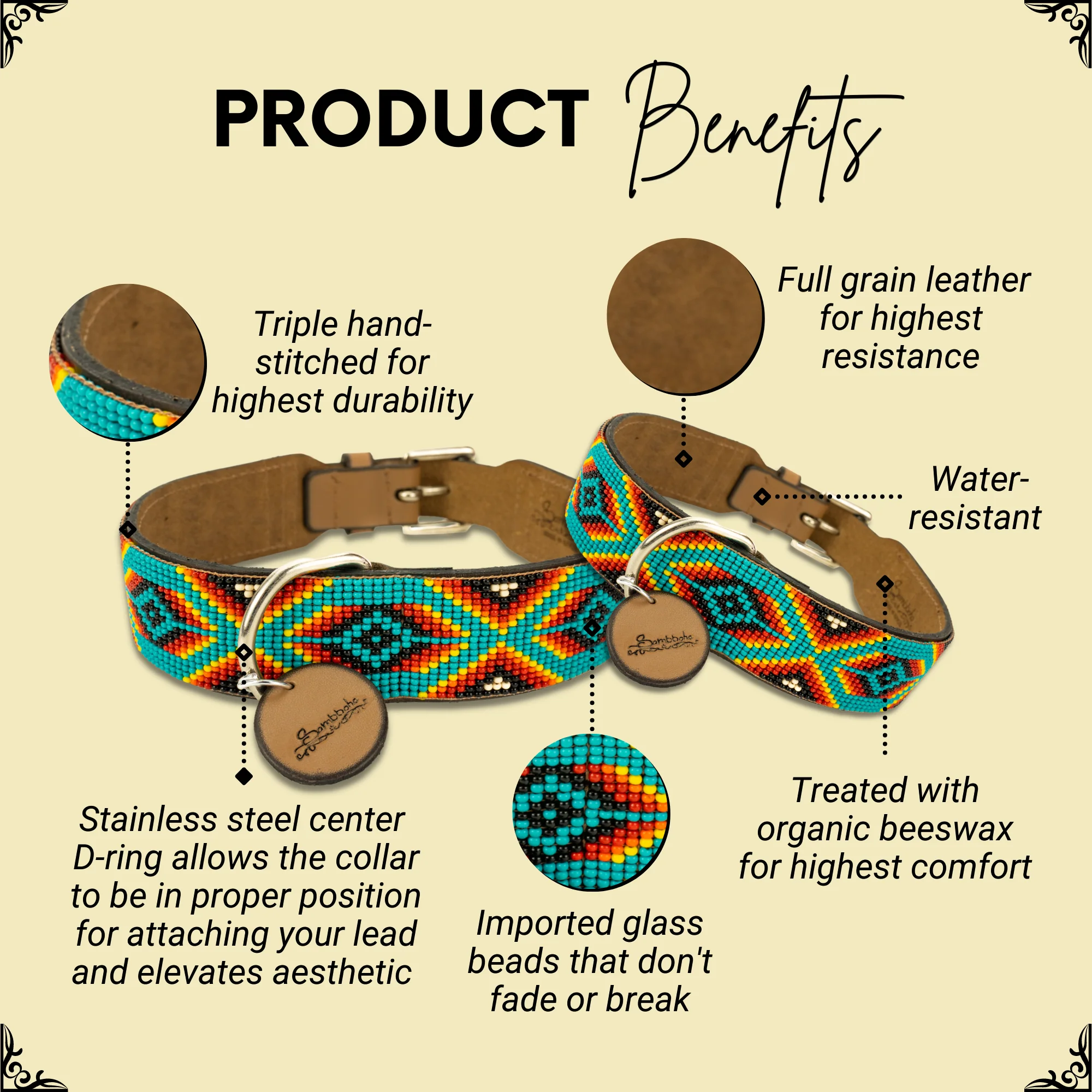 Bahamas Sambboho dog collar (with center D-ring) - Image 2