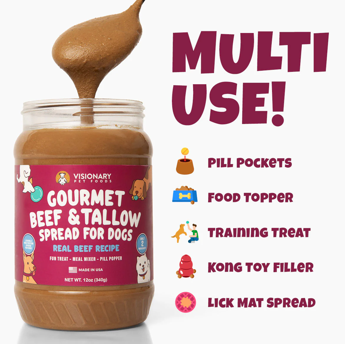 Beef & Beef Tallow Dog Meat Spread – High-Protein, Low-Carb Keto Treat | 12oz Jar - Image 2