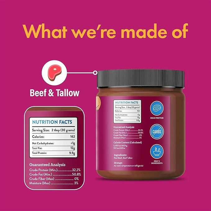 Beef & Beef Tallow Dog Meat Spread – High-Protein, Low-Carb Keto Treat | 12oz Jar - Image 3