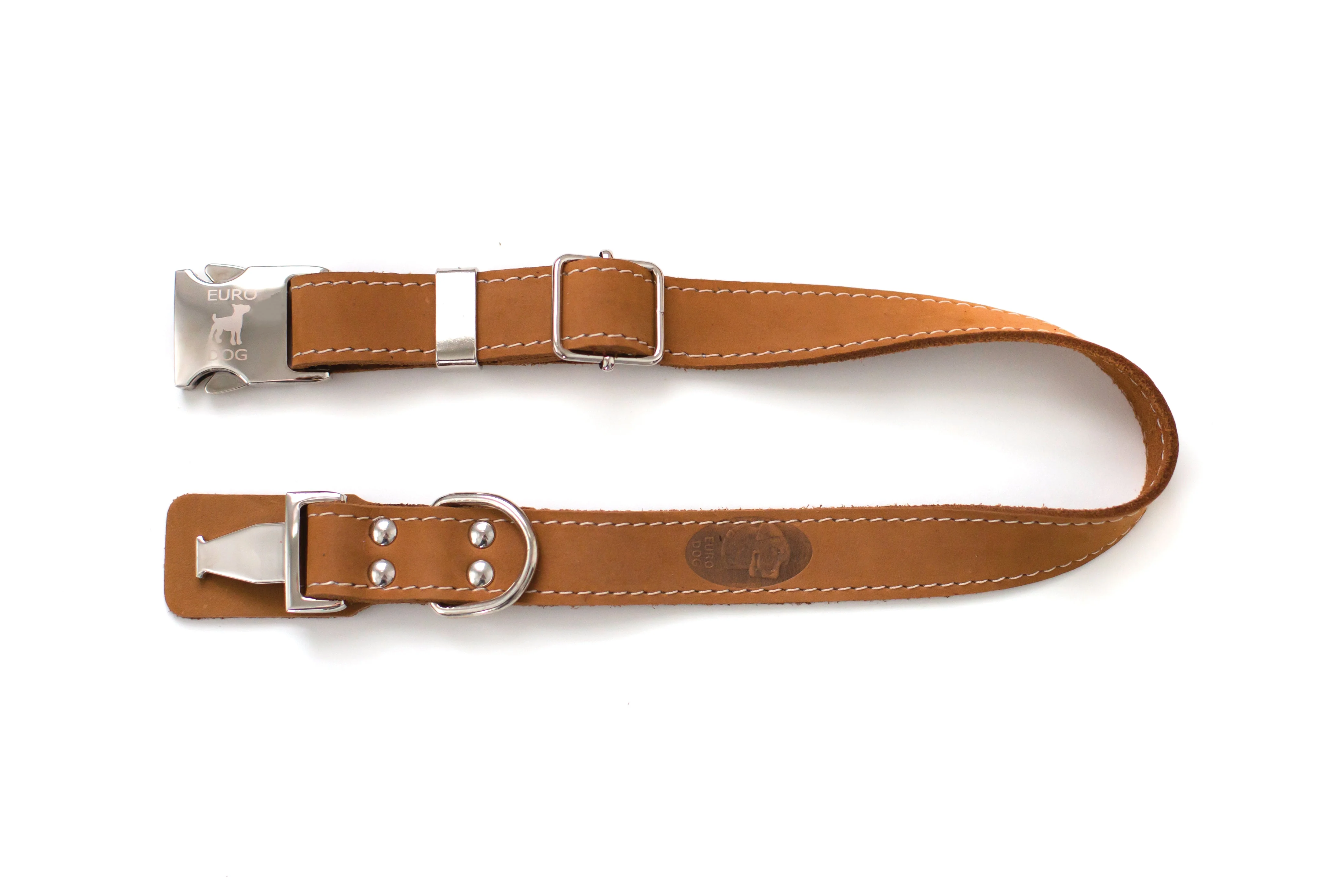 Pro Line Quick-Release Earth Brown Leather Dog Collar with Metal Buckle - Image 4