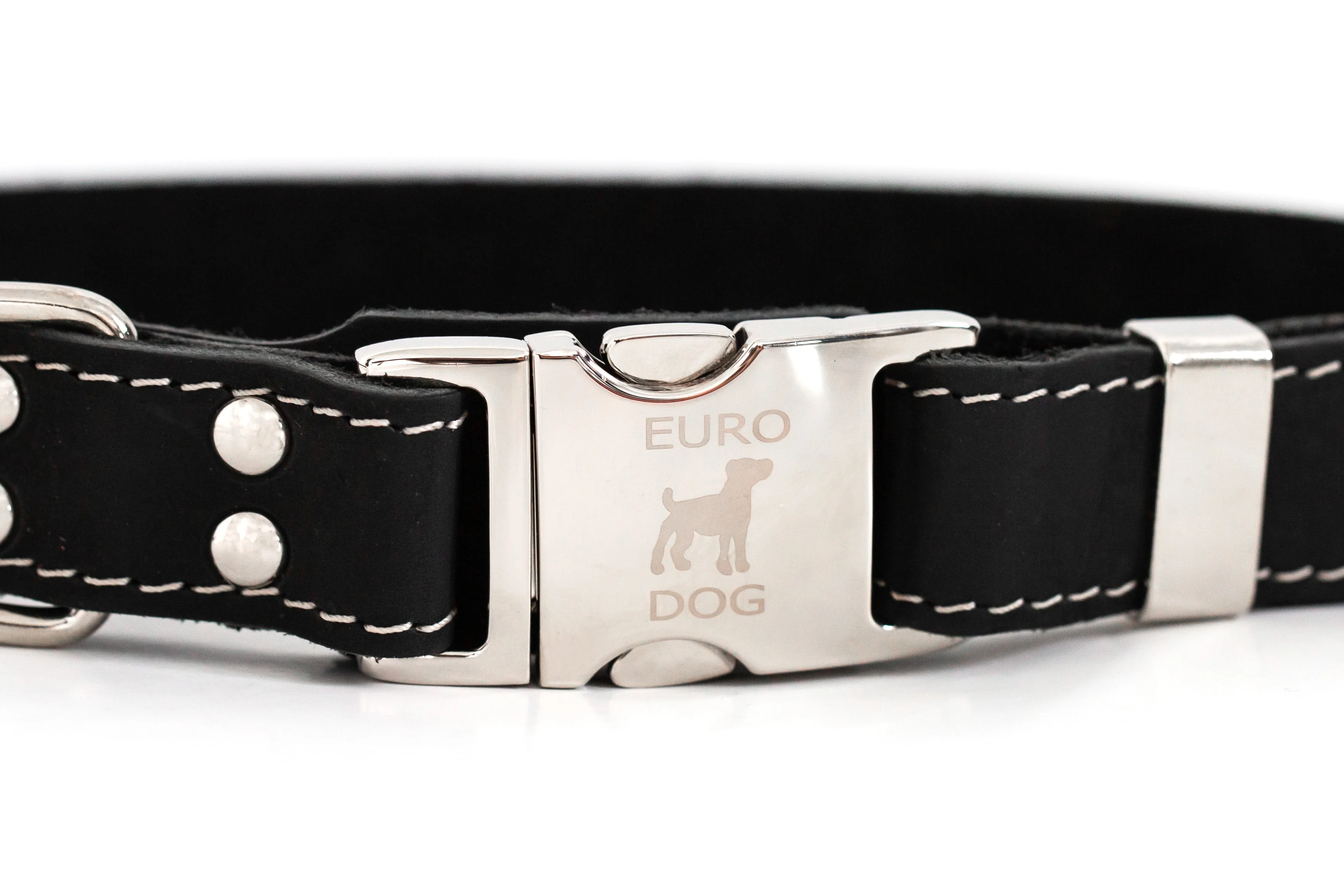 Bestseller Quick-Release Midnight Black Leather Dog Collar with Metal Buckle - Image 3