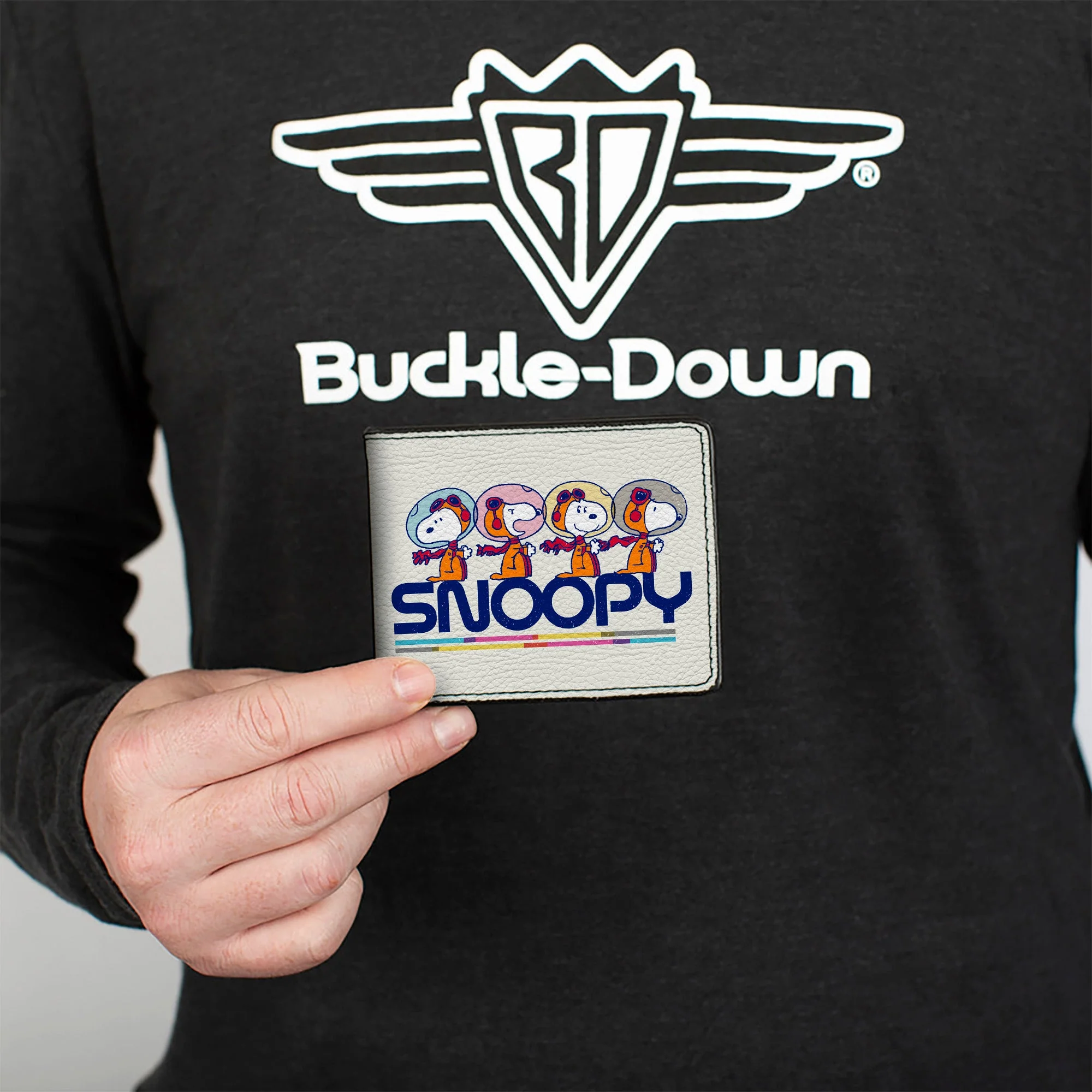 Bi-Fold Wallet - Peanuts Astronaut Snoopy Launch Poses and Text White/Multi Color - Image 3