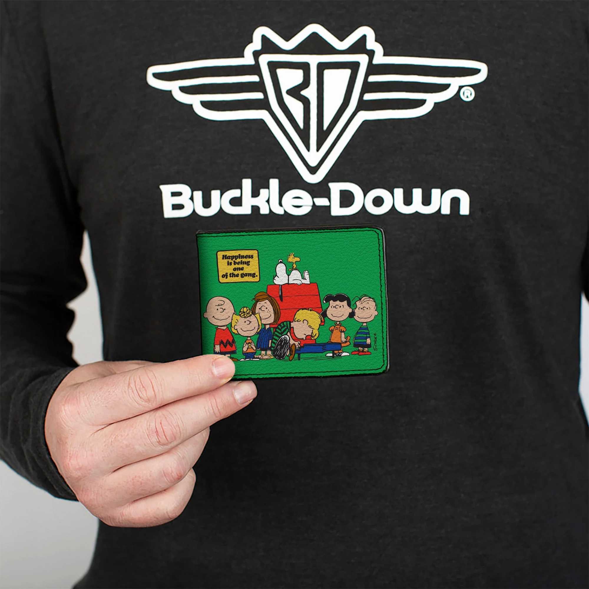 Bi-Fold Wallet - Peanuts Gang HAPINESS IS BEING ONE OF THE GANG Group Pose Green - Image 3