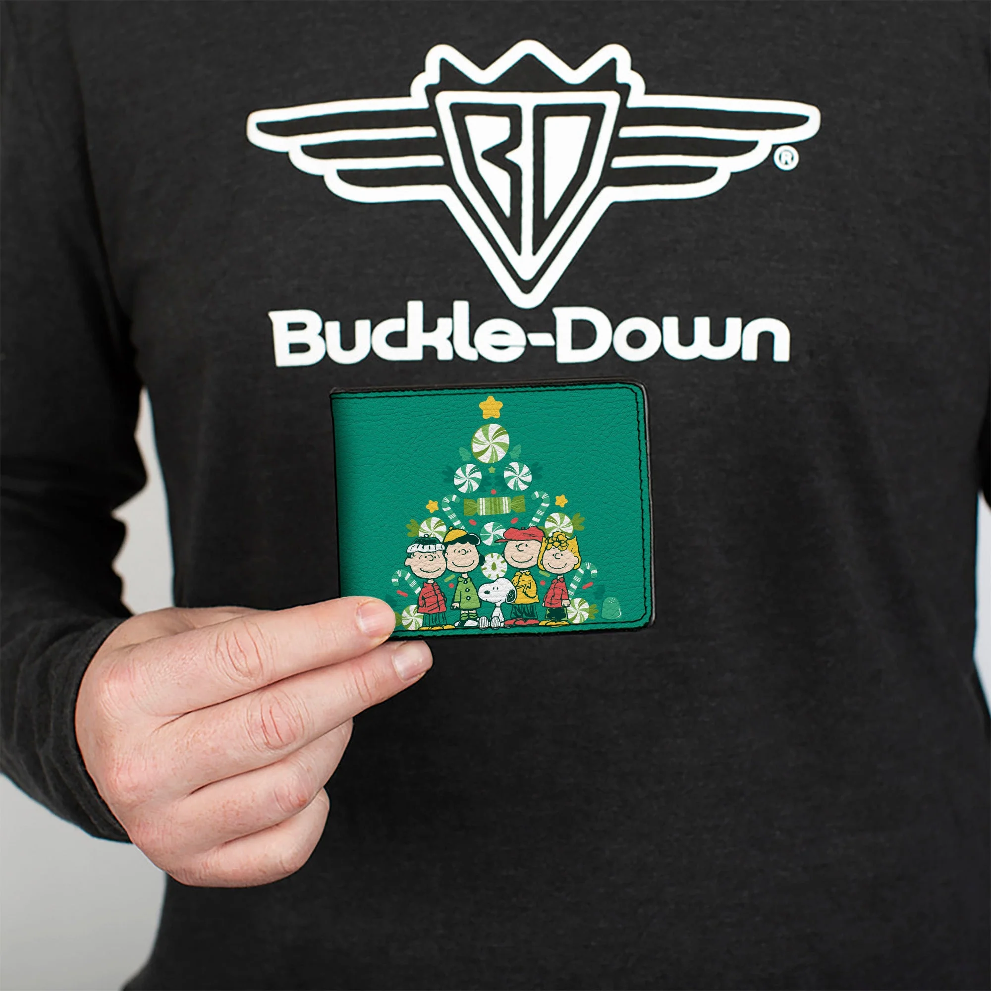 Bi-Fold Wallet - Peanuts Holiday Christmas Tree Group Pose Greens - Image 3