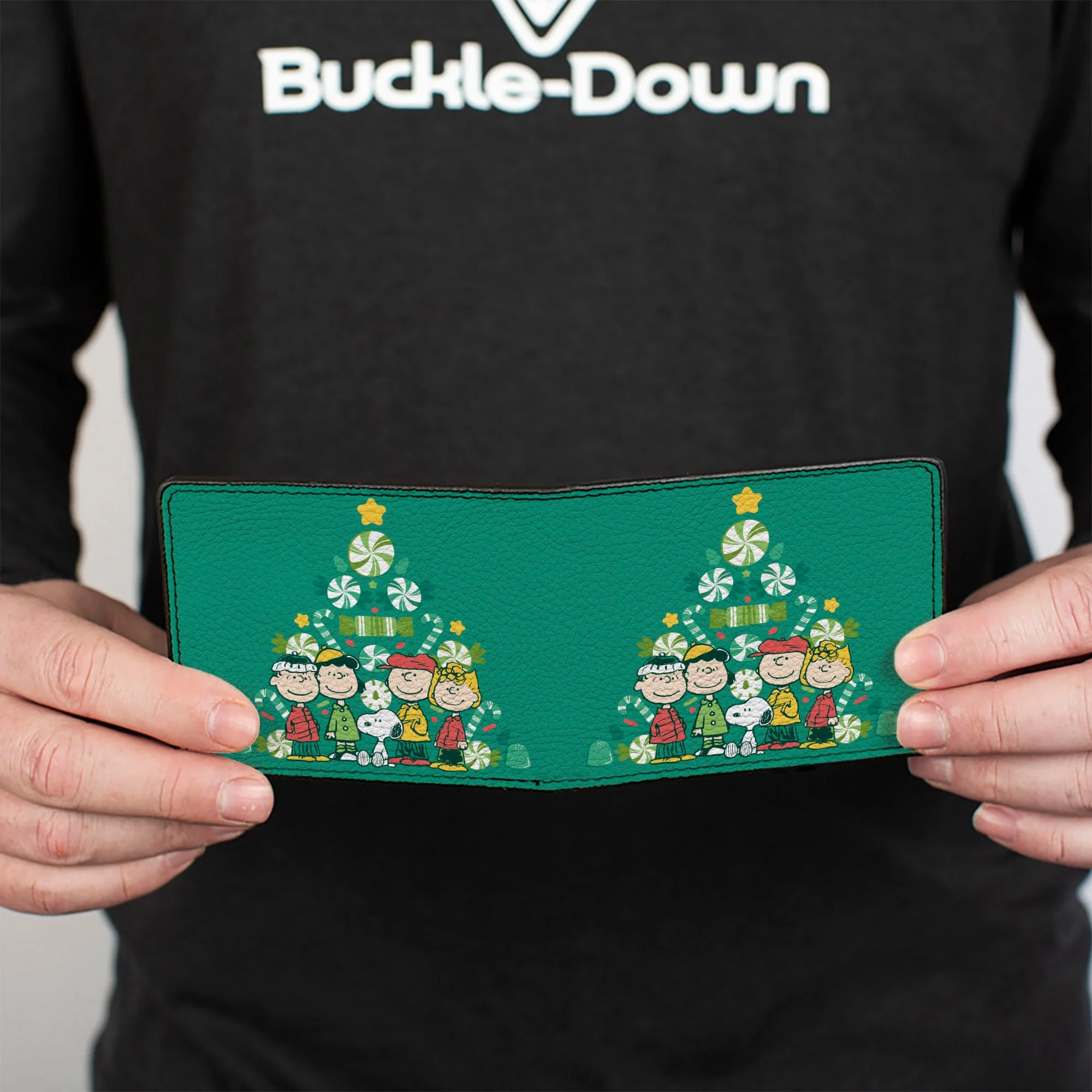 Bi-Fold Wallet - Peanuts Holiday Christmas Tree Group Pose Greens - Image 4
