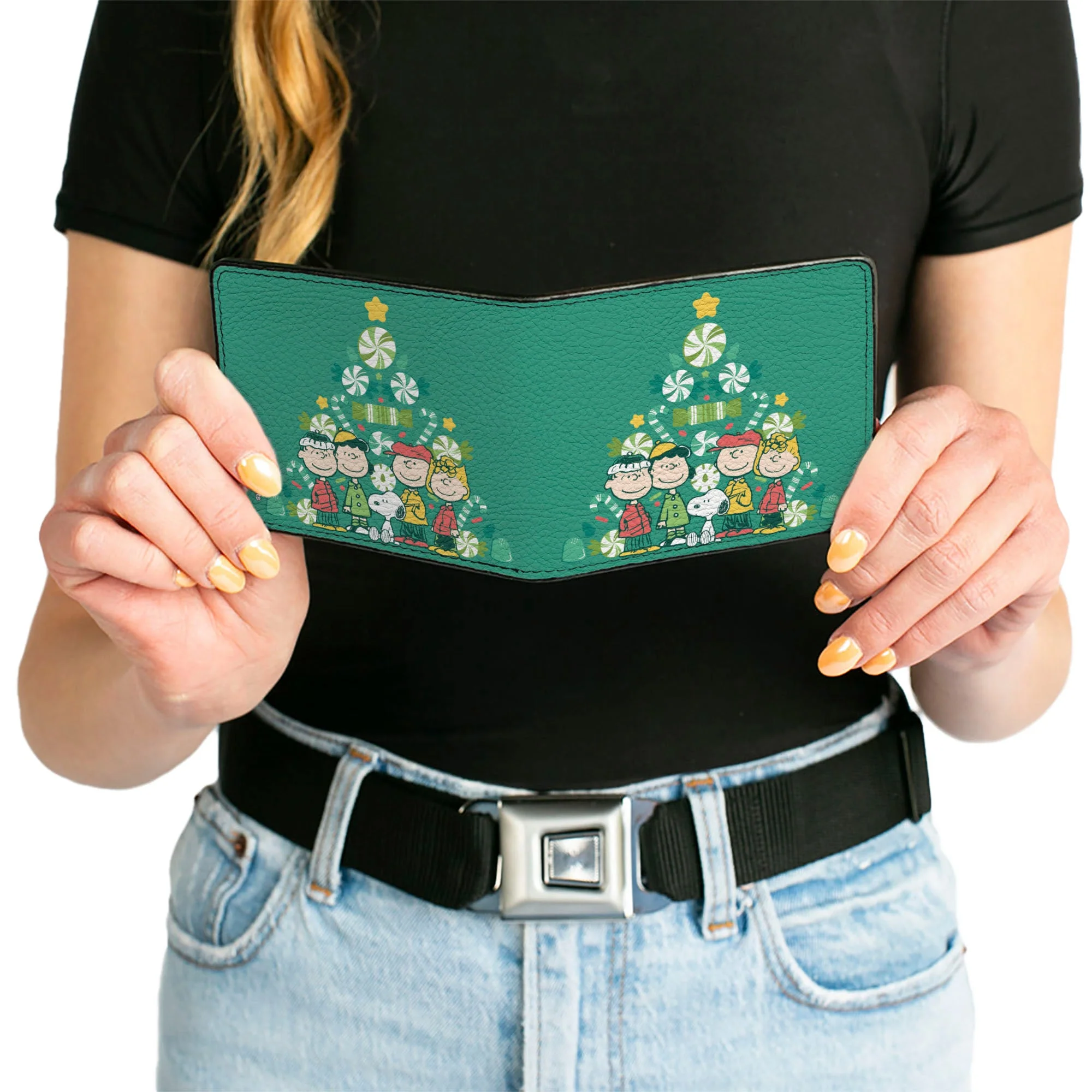 Bi-Fold Wallet - Peanuts Holiday Christmas Tree Group Pose Greens - Image 6