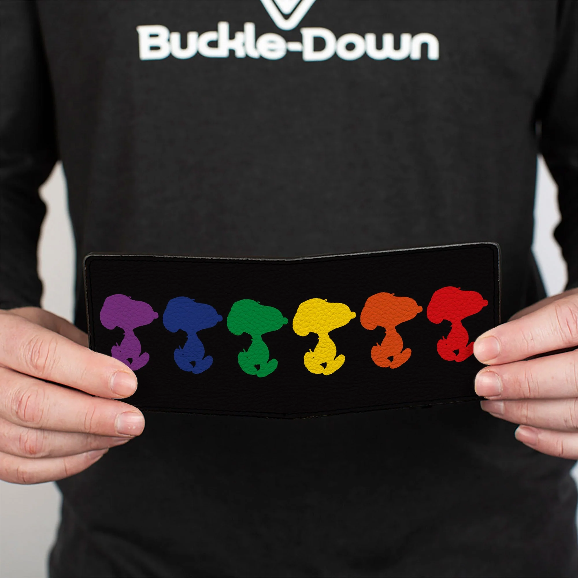 Bi-Fold Wallet - Peanuts Snoopy Silhouette Pose Black/Rainbow Multi Color - Image 4