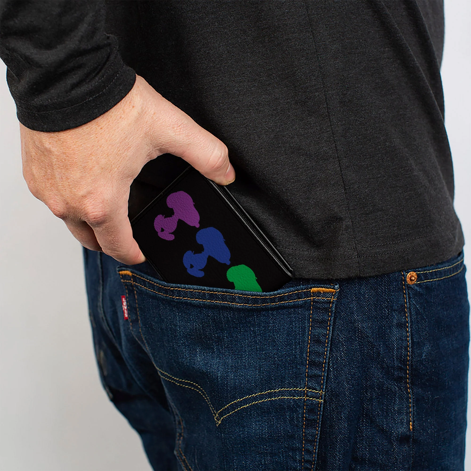 Bi-Fold Wallet - Peanuts Snoopy Silhouette Pose Black/Rainbow Multi Color - Image 5