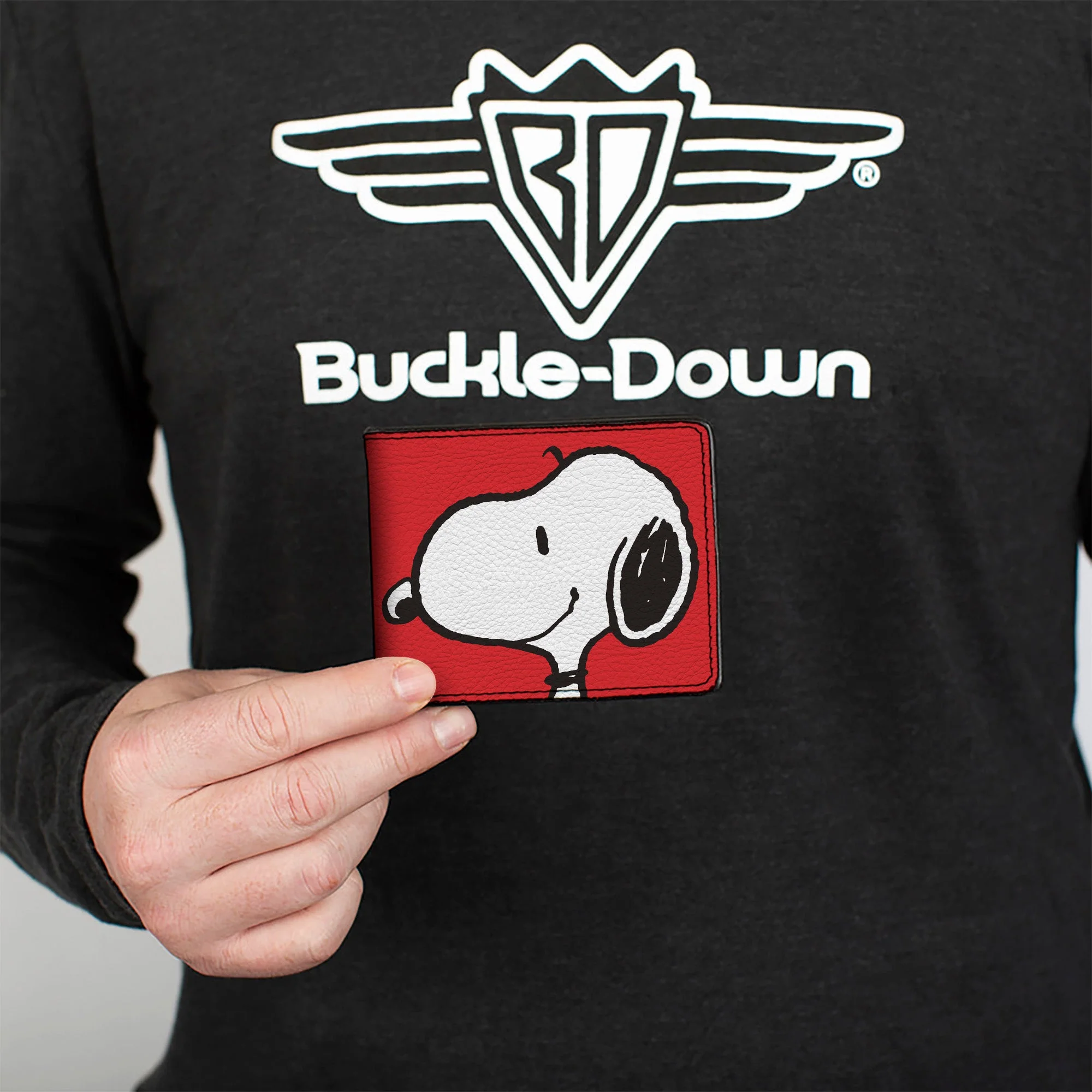 Bi-Fold Wallet - Peanuts Snoopy Smiling Profile Pose Red - Image 3