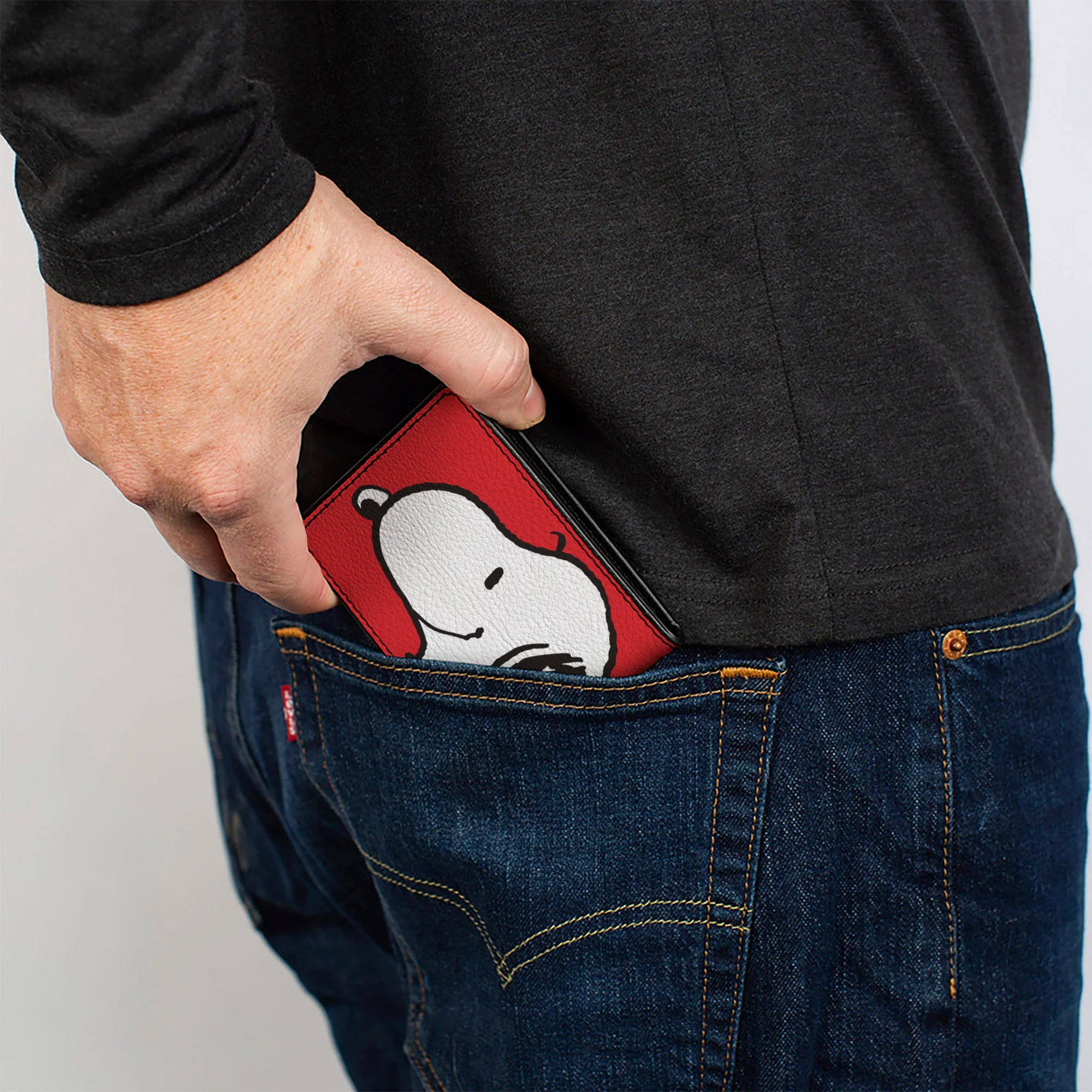 Bi-Fold Wallet - Peanuts Snoopy Smiling Profile Pose Red - Image 5