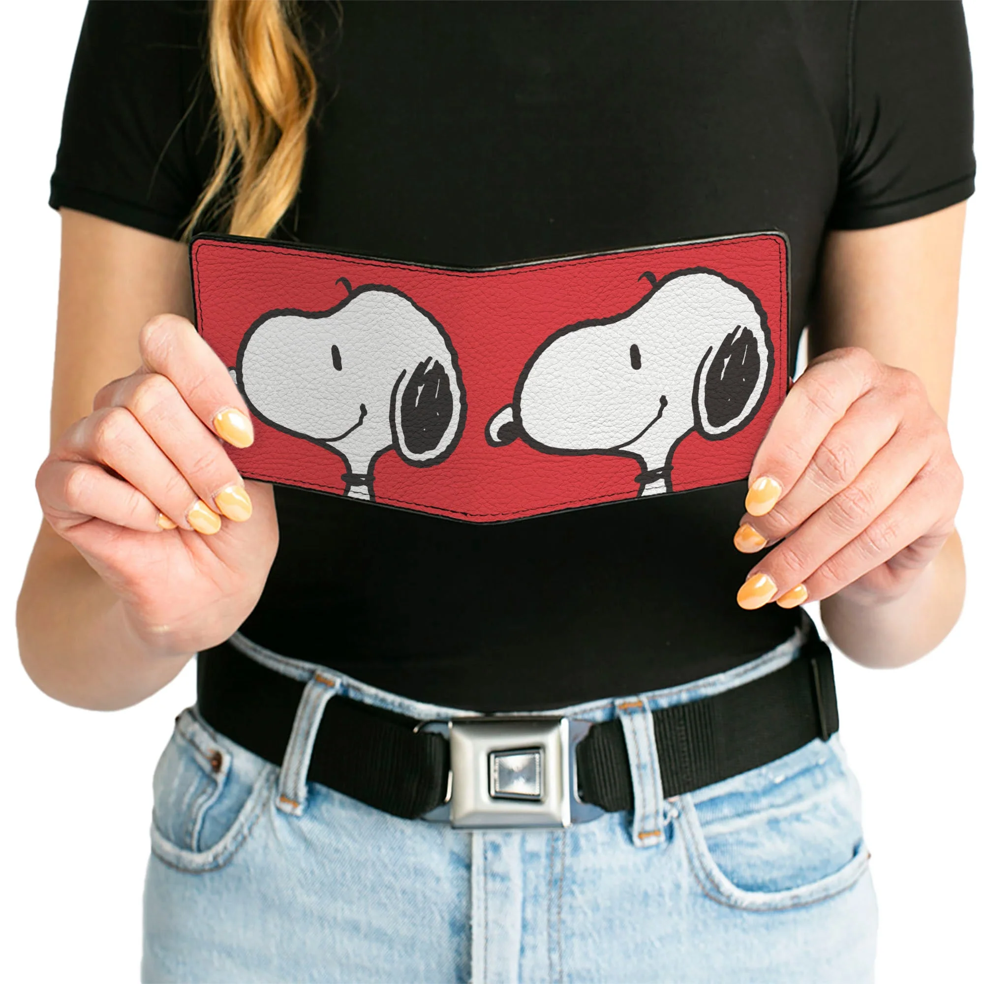 Bi-Fold Wallet - Peanuts Snoopy Smiling Profile Pose Red - Image 6