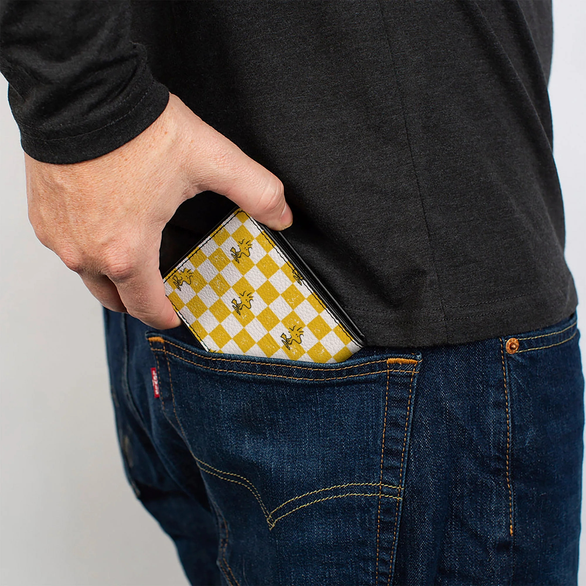 Bi-Fold Wallet - Peanuts Woodstock Pose Checker Yellow/White - Image 5