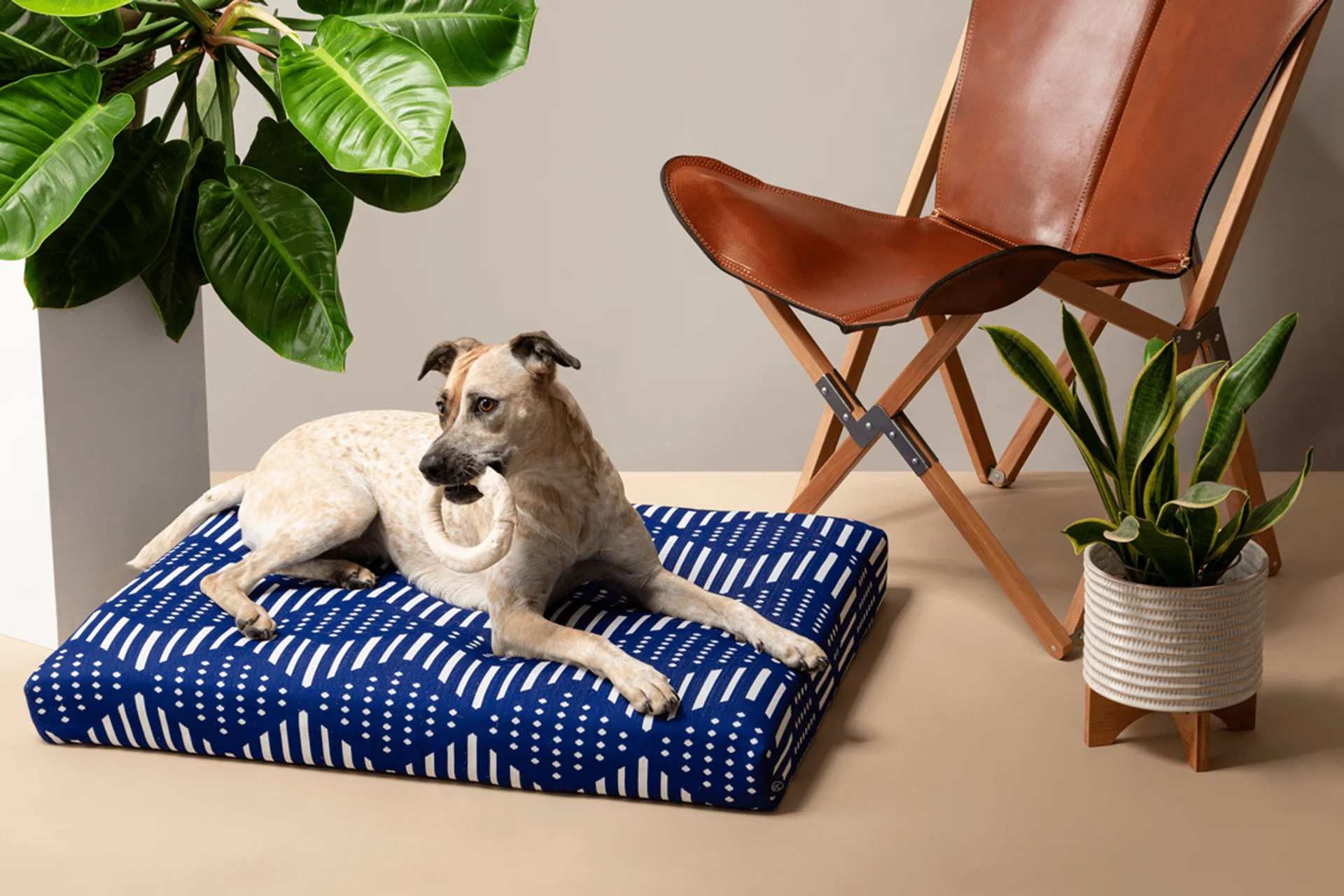 Blue Bogolan | Boho Dog Bed or Bed Cover - Image 3