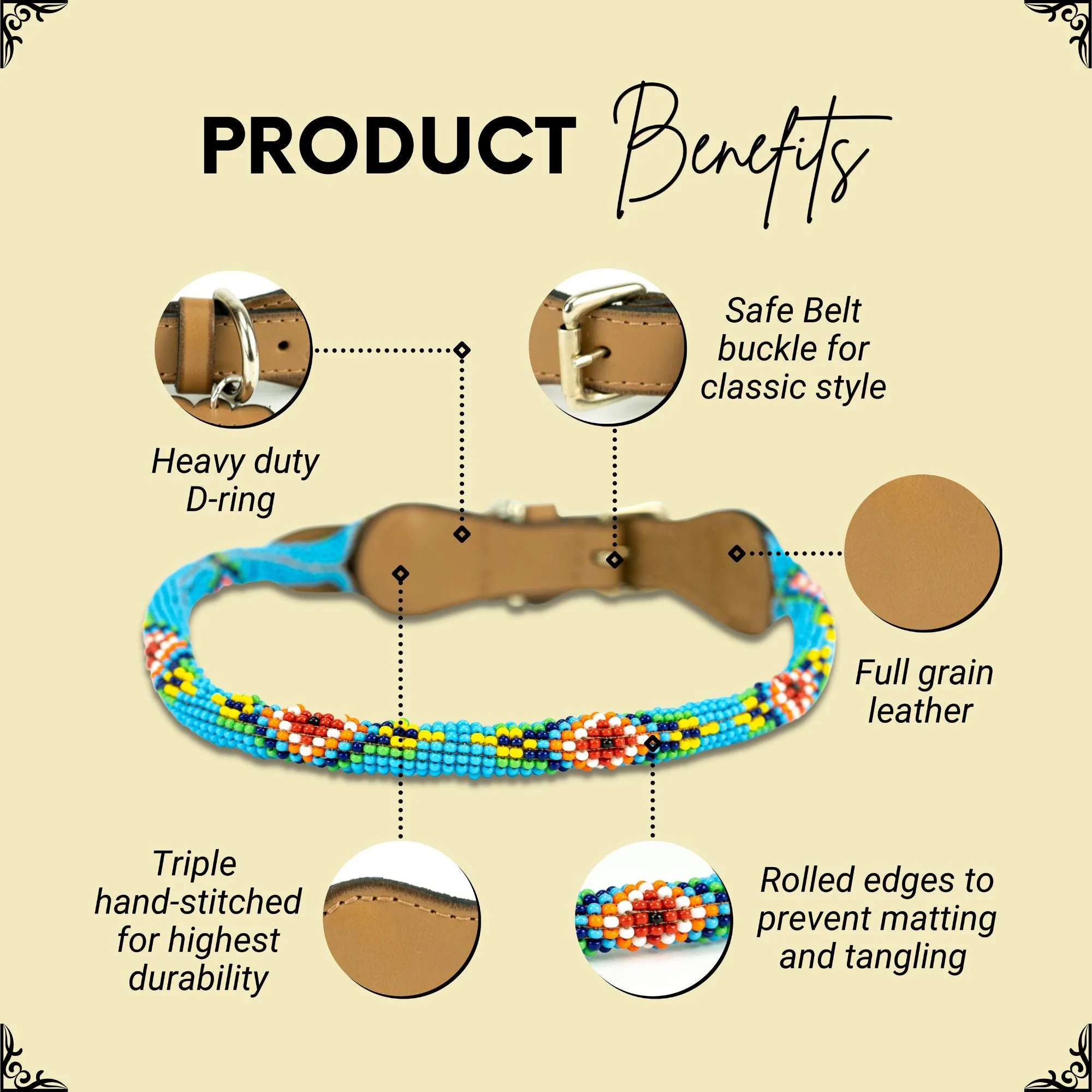 Blue Vogue Sambboho dog collar (rolled) - Image 2