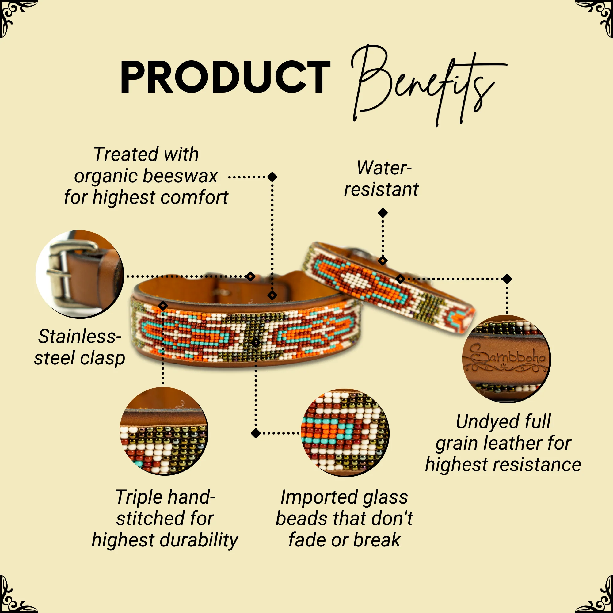 Boho Chic Sambboho dog collar - Image 2