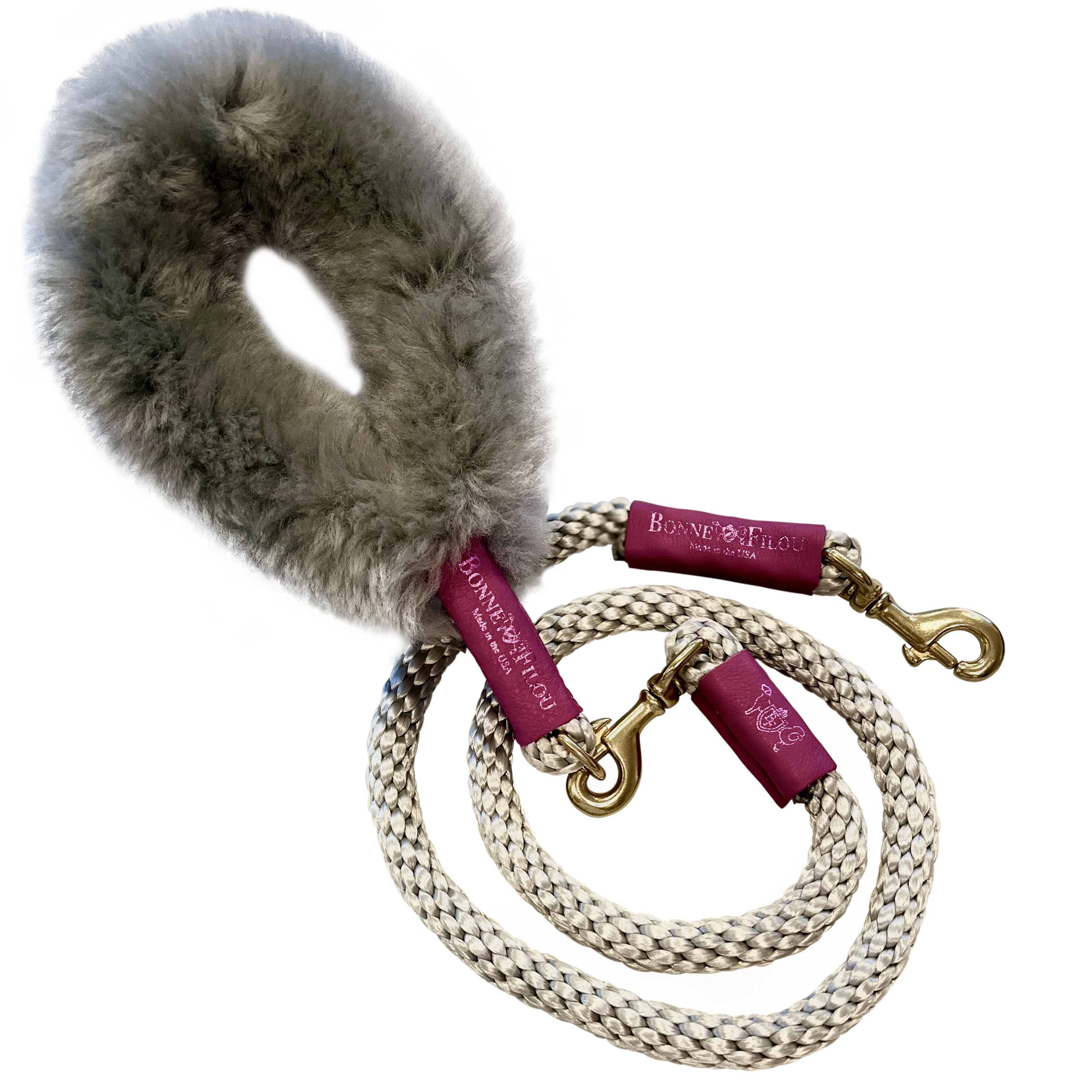 Bundle Shearling Fur Grip + Rope Leash for Dogs - Image 12
