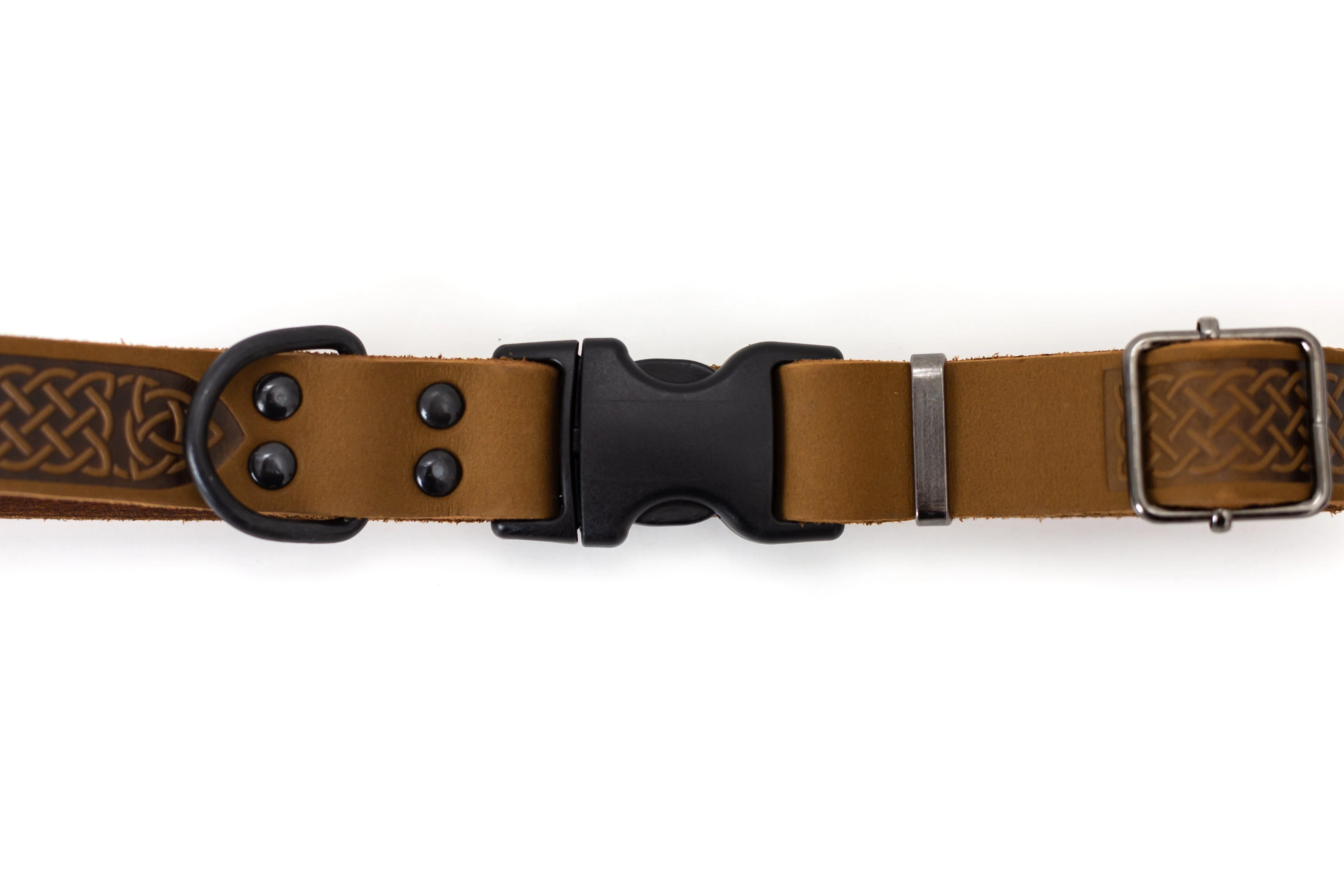 Celtic Sport Earth Brown Leather Dog Collar - Image 3