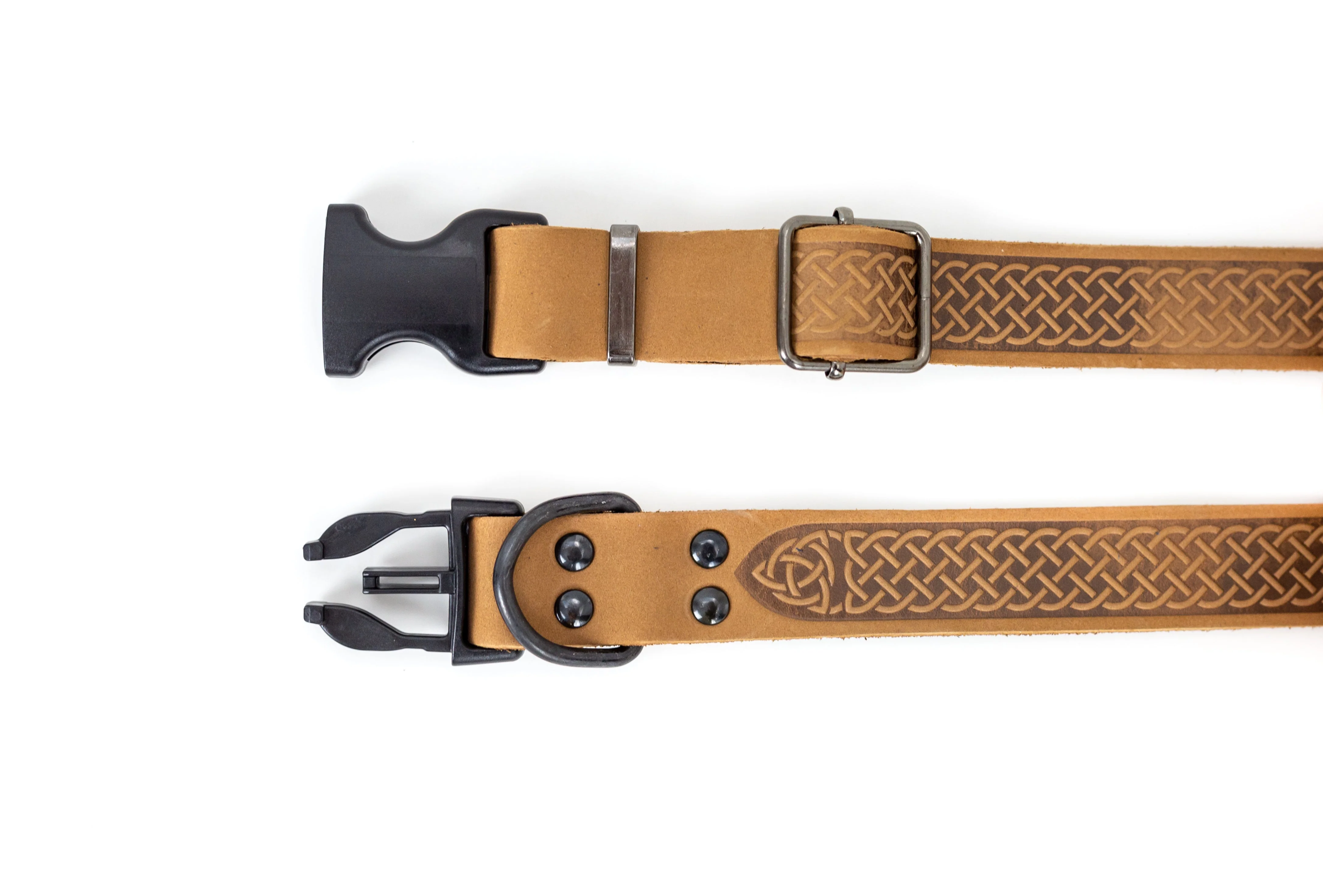 Celtic Sport Khaki Leather Dog Collar - Image 2