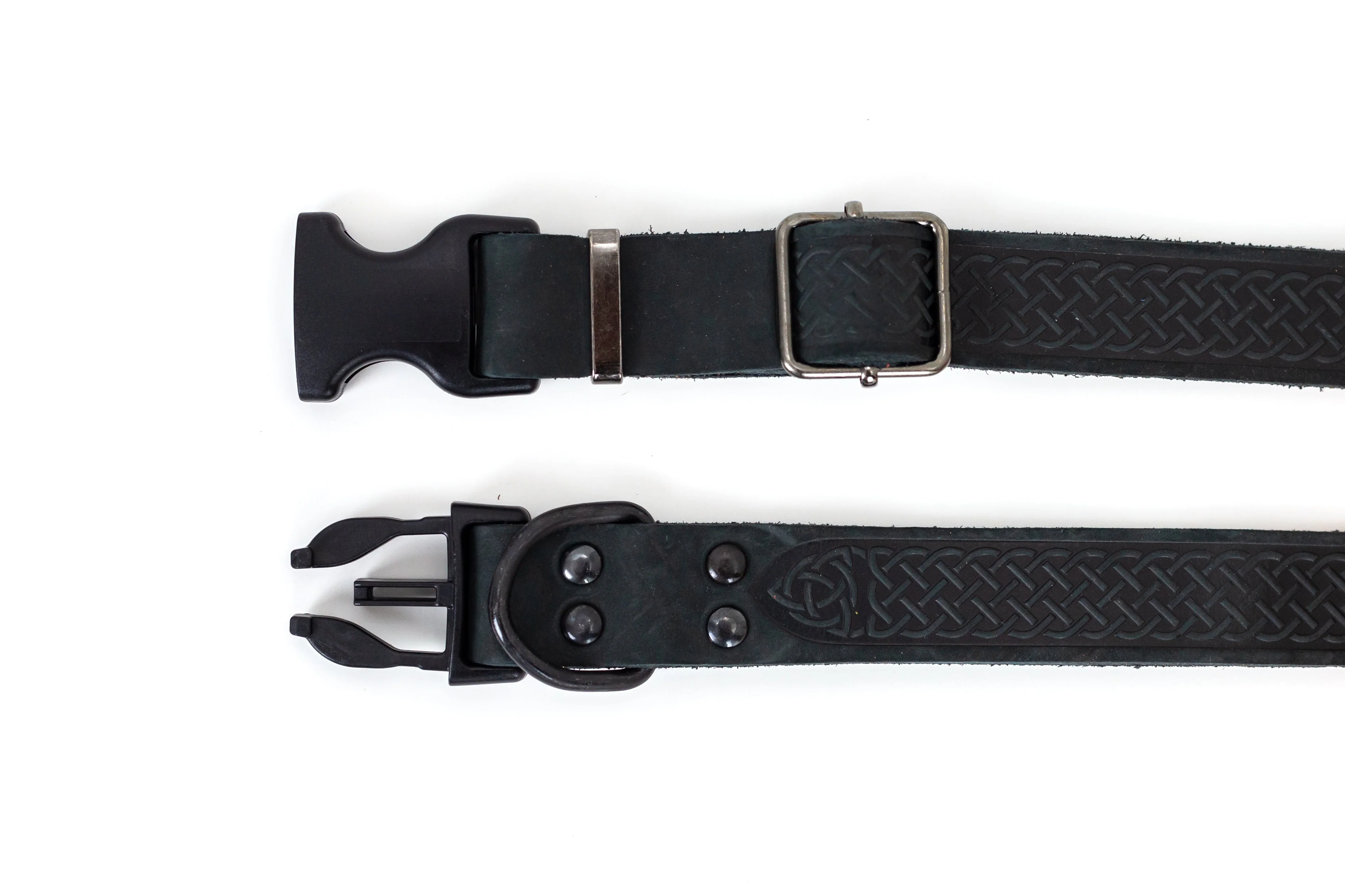 Celtic Sport Midnight Black Leather Dog Collar - Image 4